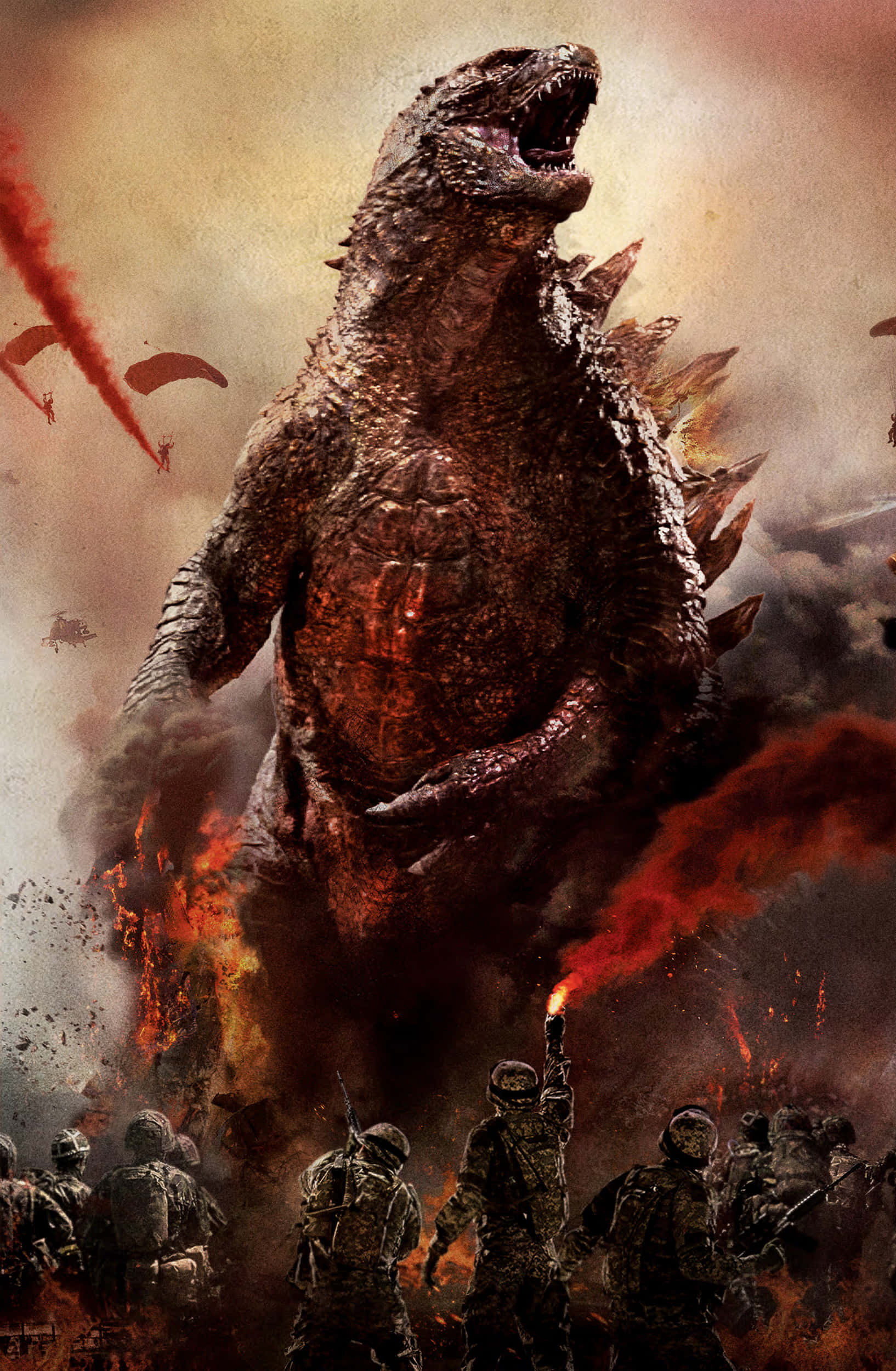 Godzilla Askerlerle Savaşıyor Resmi Duvar Kağıdı