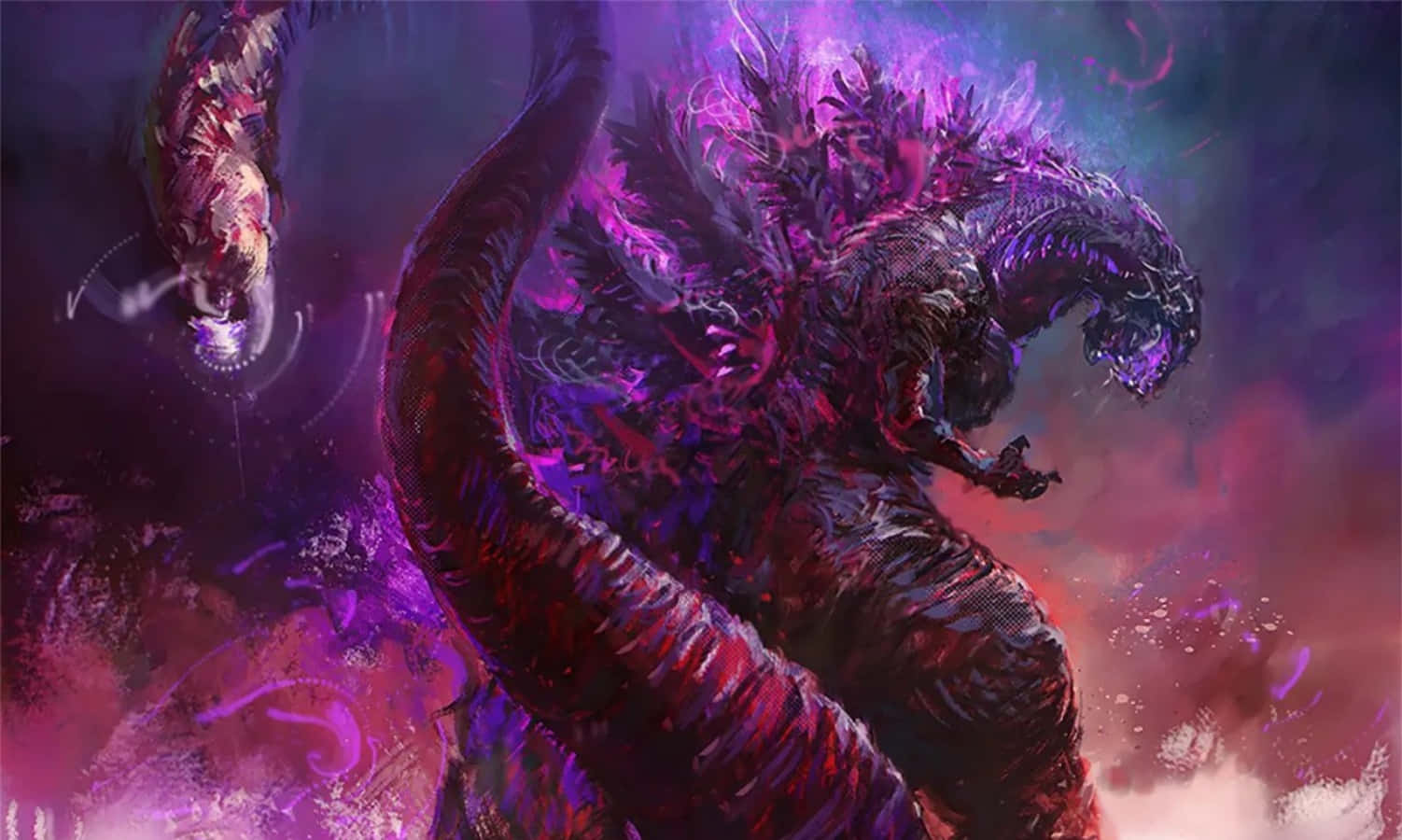 Godzilla Mor Estetik Işık Efektleri Görseli Duvar Kağıdı