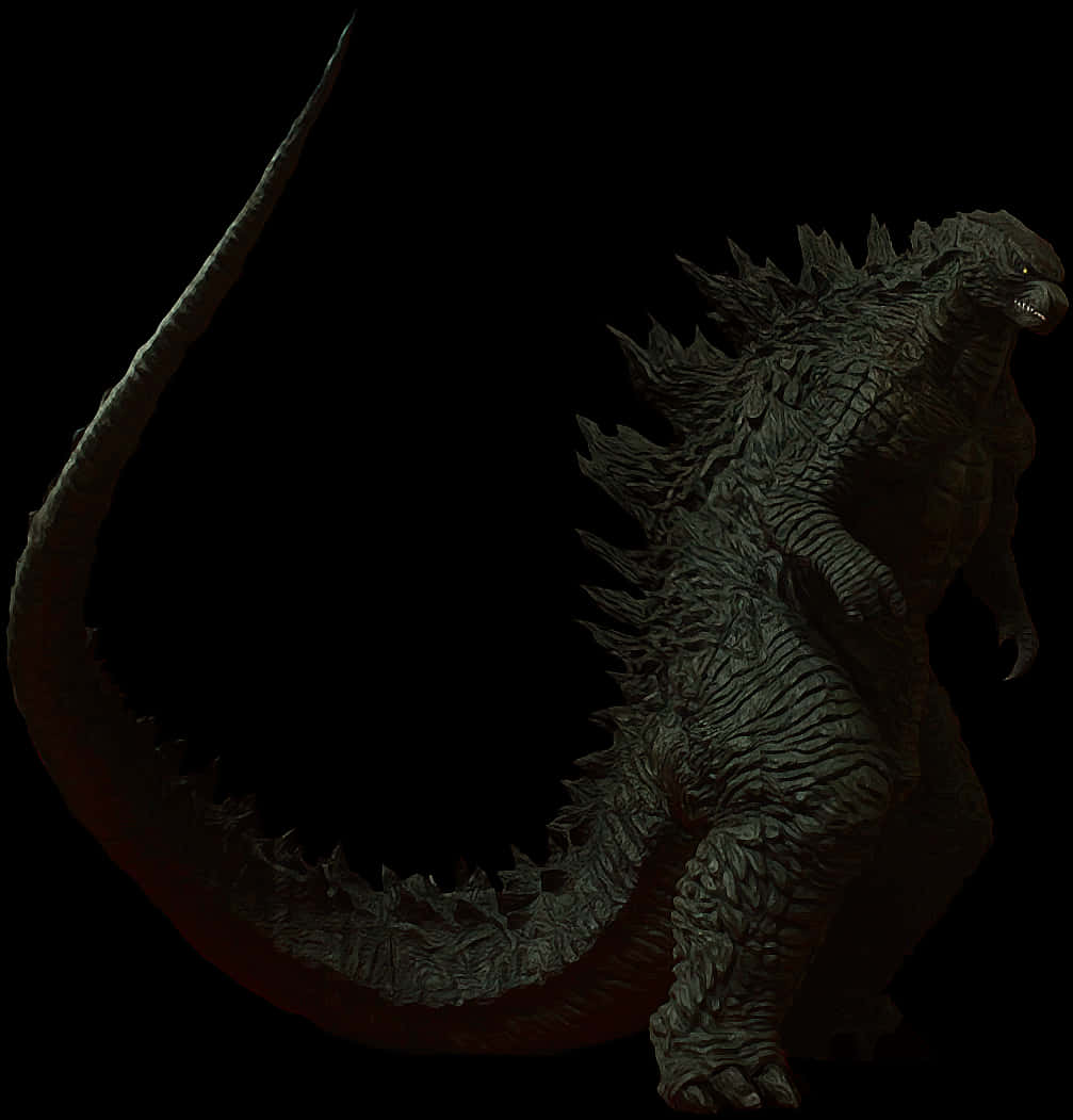 Godzilla silueti siyah arka plan üzerinde Duvar Kağıdı
