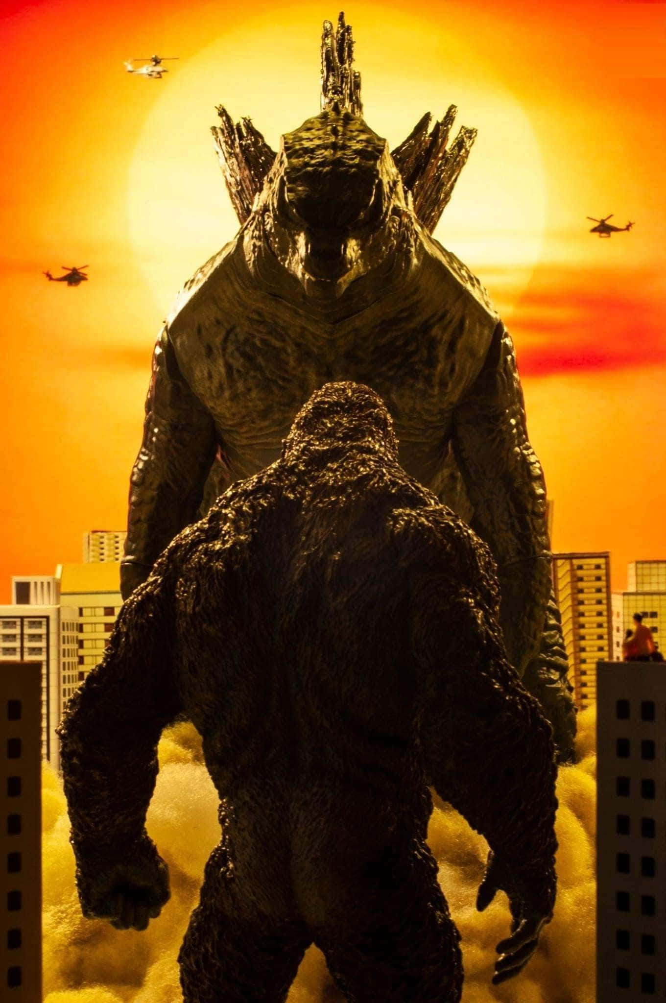 Godzilla ve Kong Arasında Destansı Hesaplaşma Duvar Kağıdı