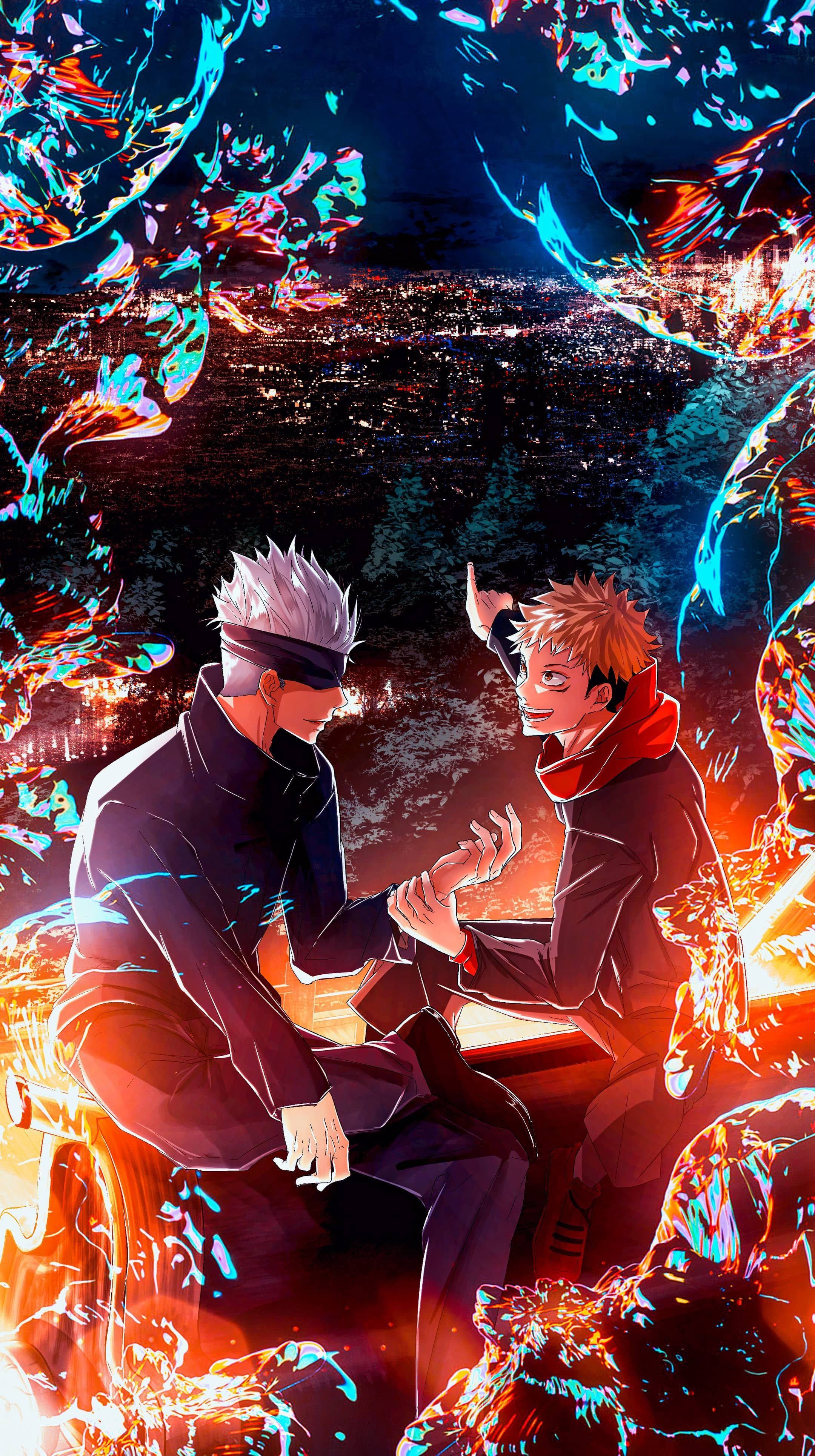 Gojo ve Yuji Jujutsu Kaisen iPhone Duvar Kağıdı