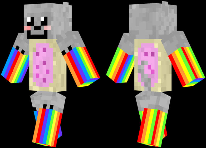 Gökkuşağı Kollu Minecraft Skin Duvar Kağıdı