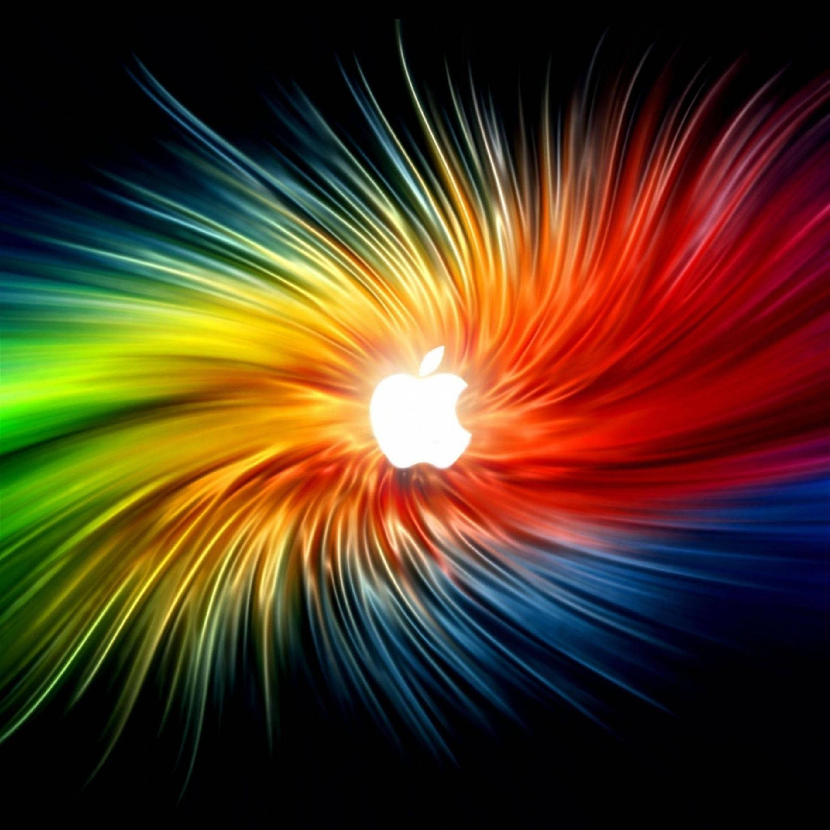 Gökkuşağı Kumaş Üzerinde iPad Pro Apple Logosu Duvar Kağıdı