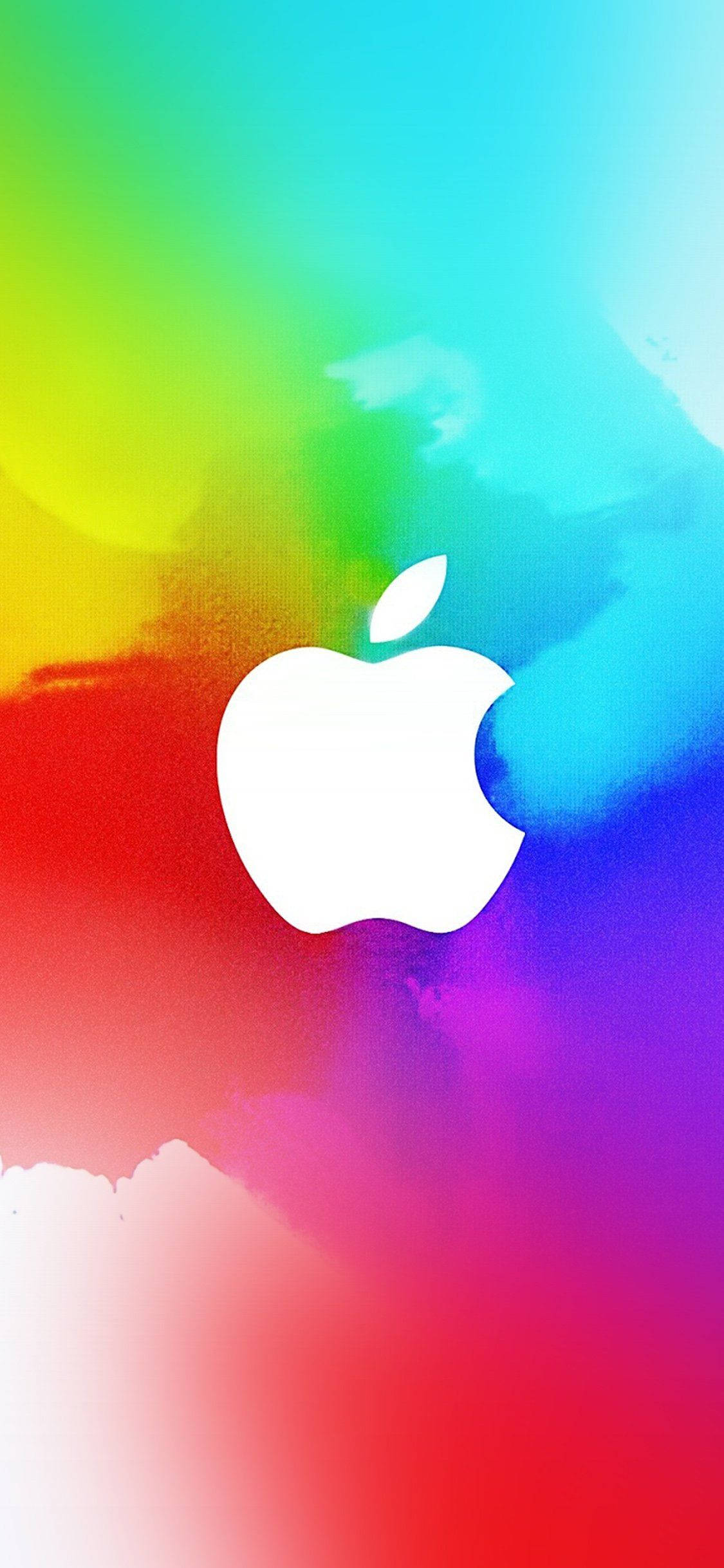 Gökkuşağı Beyaz Apple Logolu iPhone Duvar Kağıdı