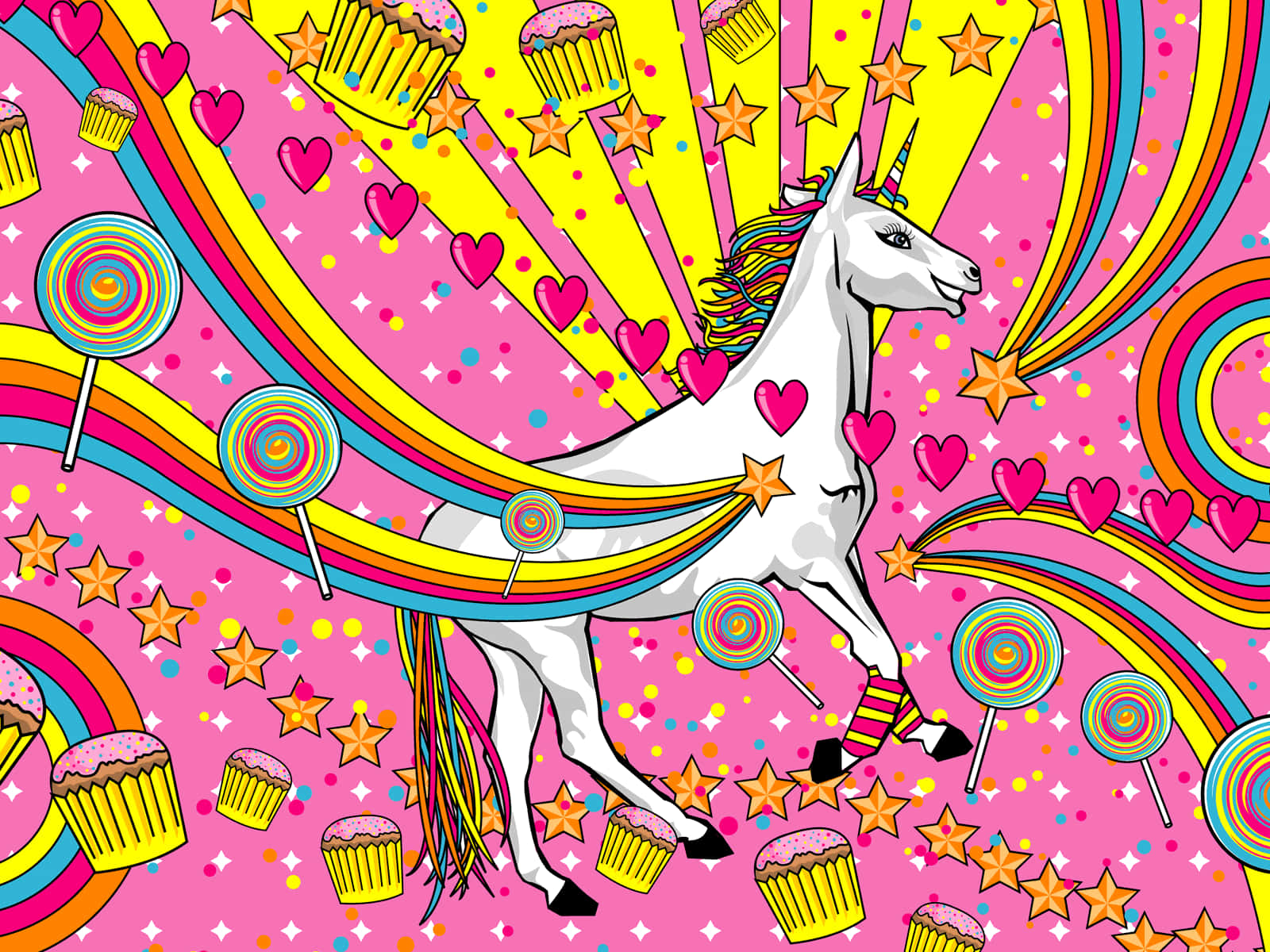 Gökkuşağı Kekler ve Unicorn Estetiği Duvar Kağıdı
