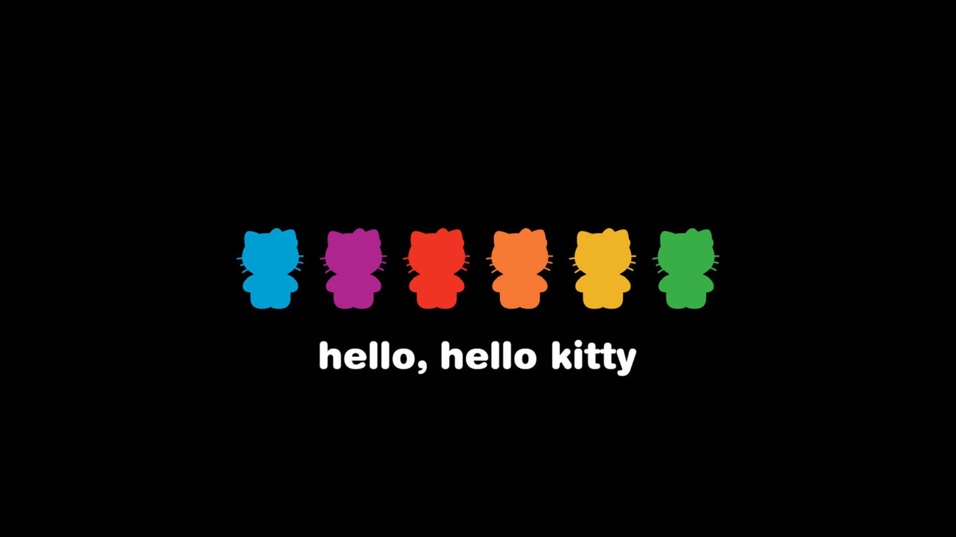 Gökkuşağı Siyah Hello Kitty Duvar Kağıdı