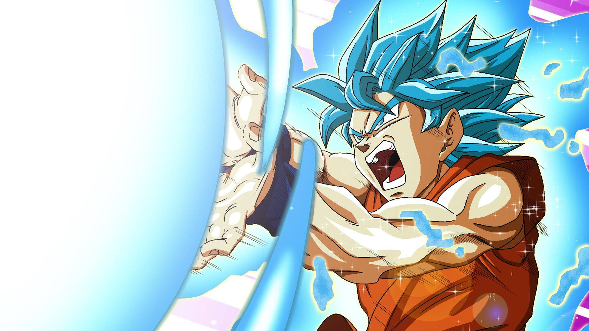 Dragon Ball Z San goku, süper brol, süper saiyan'ın Kamehameha'sı kötü adamlarla savaşıyor.