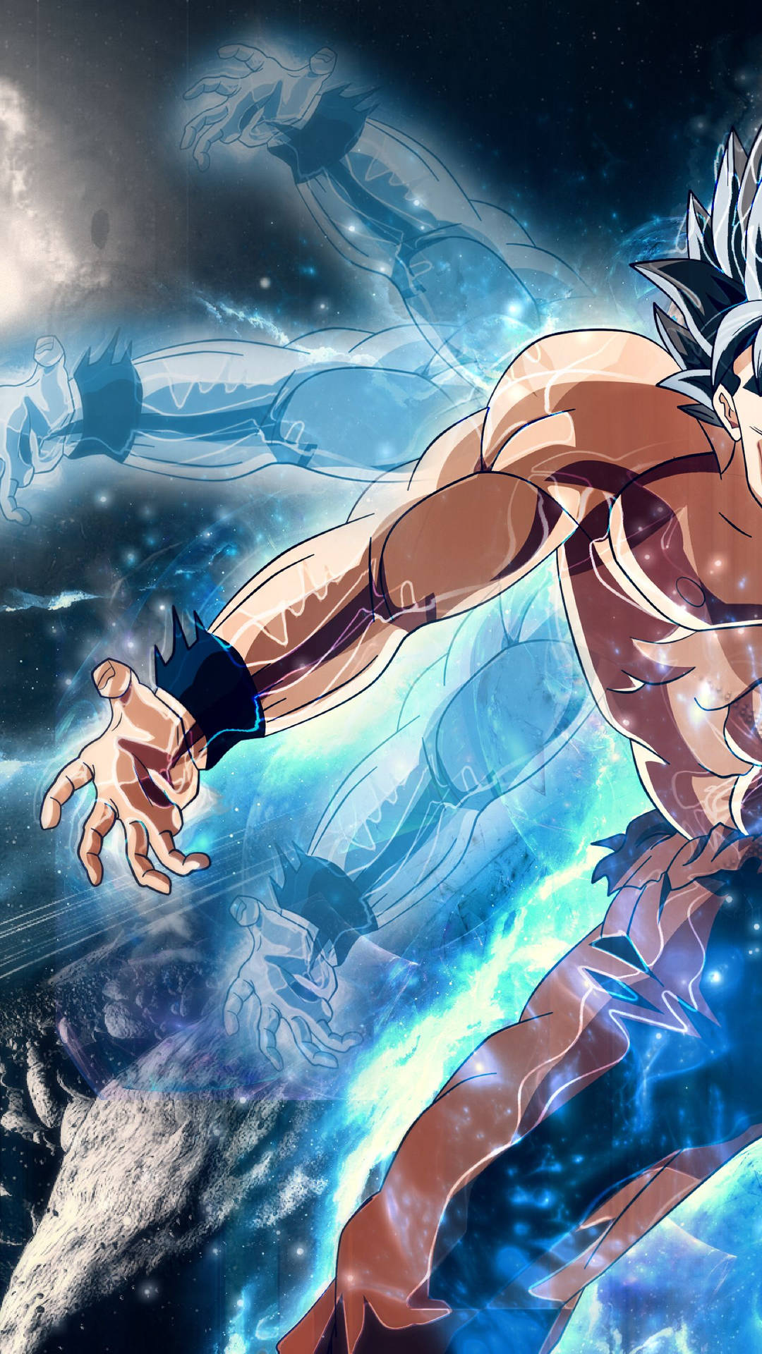 Dragon Ball Süper broly San Goku mavi şimşekle güçlerini kullanıyor, popüler anime Goku.