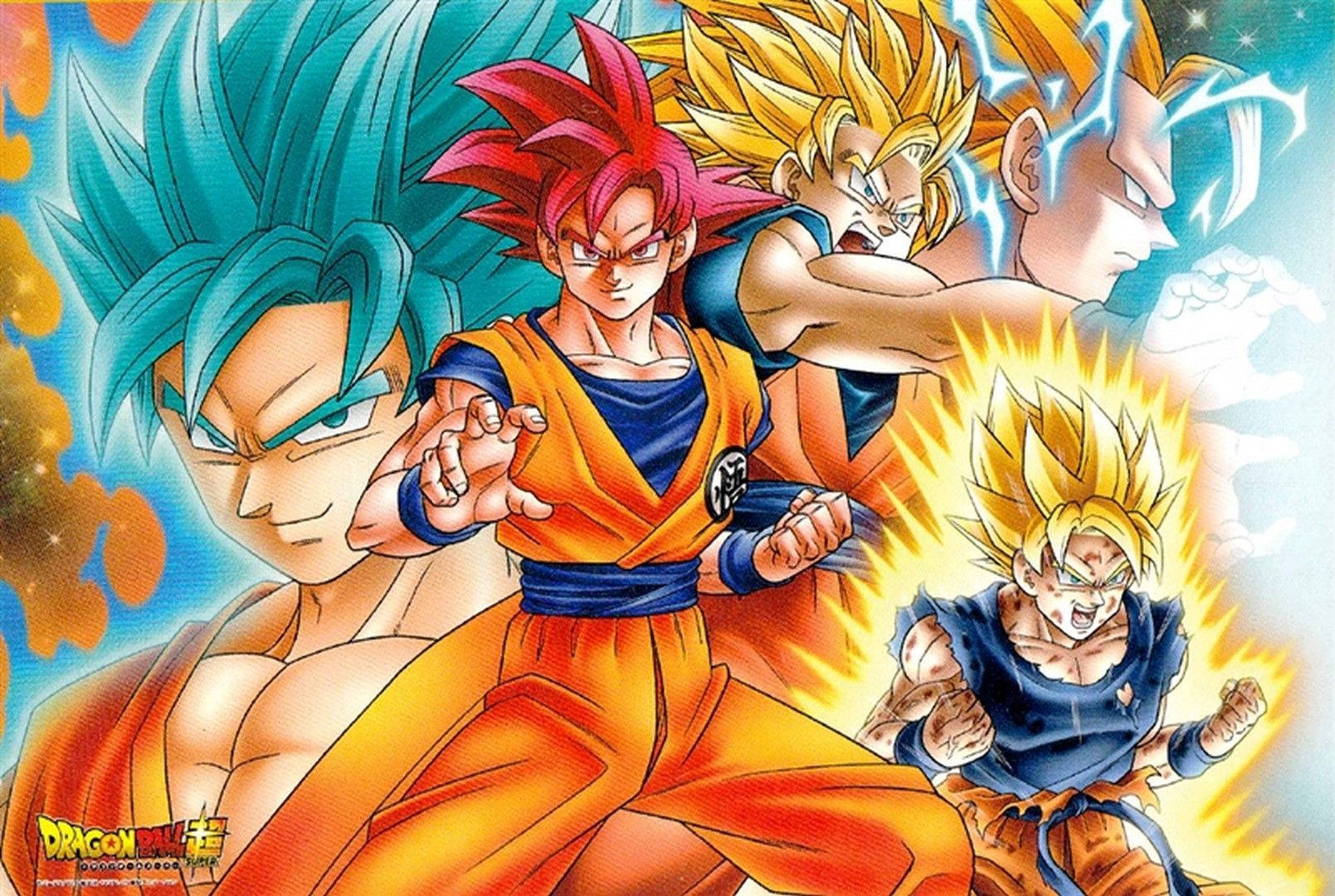 Goku, Süper Saiyan güçlerini kötü adamlarla başa çıkmak için kullanıyor. Duvar Kağıdı