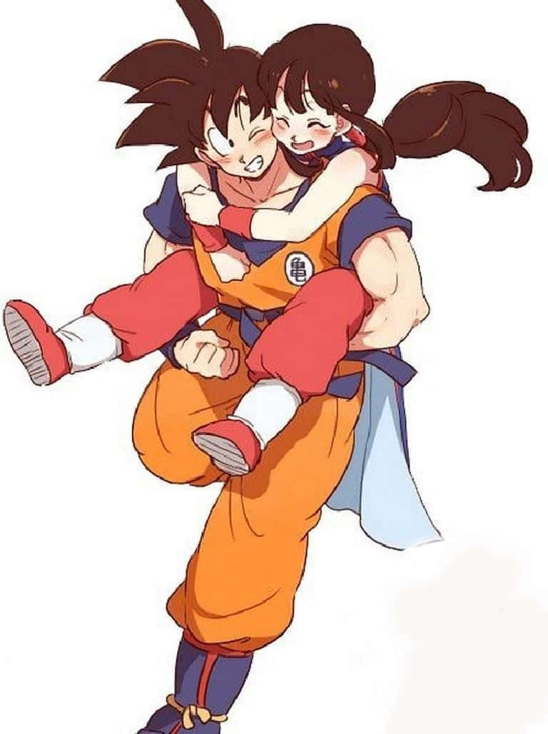 Goku ve Chichi Sırtından Sarılıp Kaldırma Duvar Kağıdı