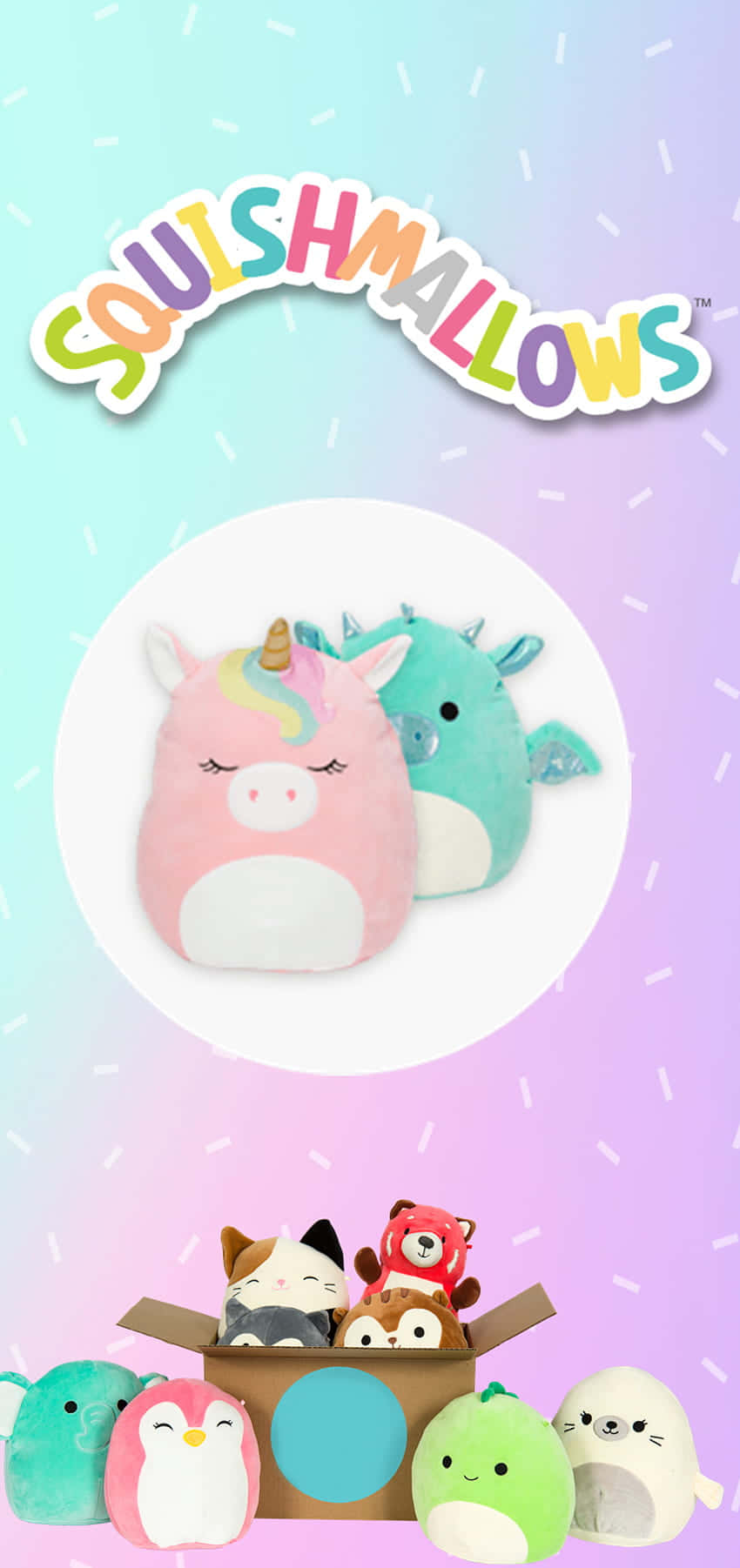 Gökyüzü Mavisi ve Mor Squishmallow Portre Arka Planı Duvar Kağıdı