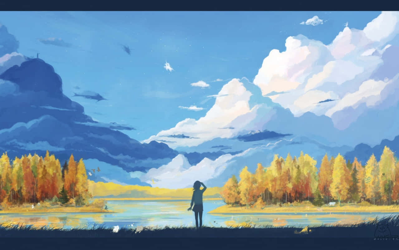 Google Anime Nehir Manzarası Duvar Kağıdı