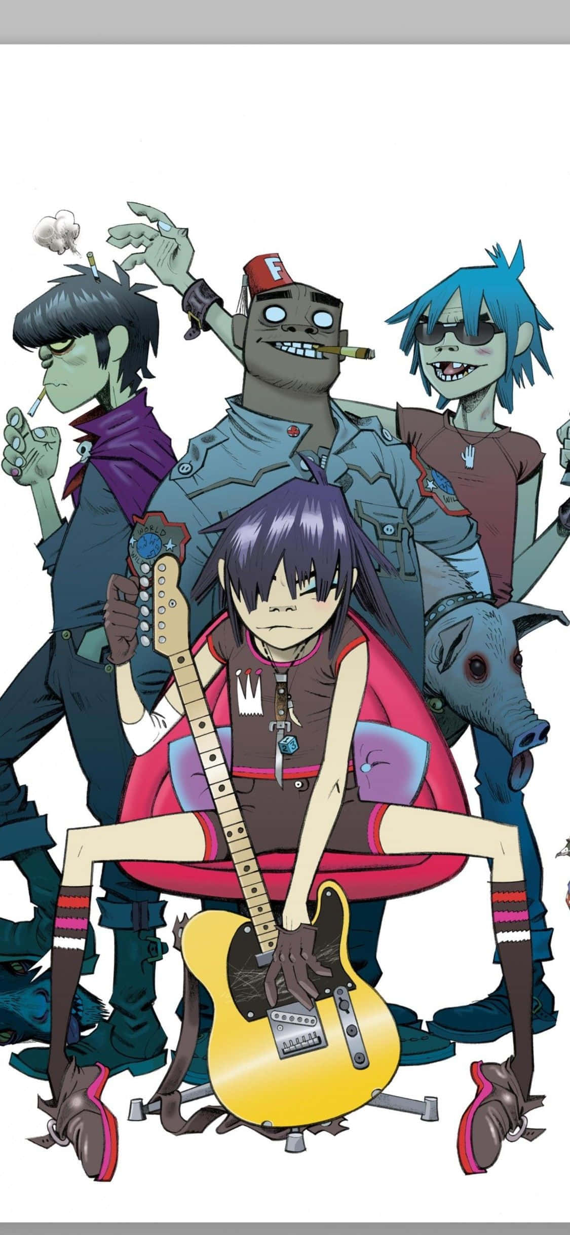 Gorillaz iPhone Duvar Kağıdı: Grup Üyeleri ve Ortada Noodle Duvar Kağıdı