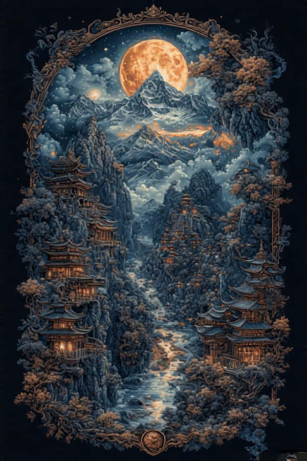 Gotik Esintili Tibet Gece Manzarası Duvar Kağıdı 4K Duvar Kağıdı