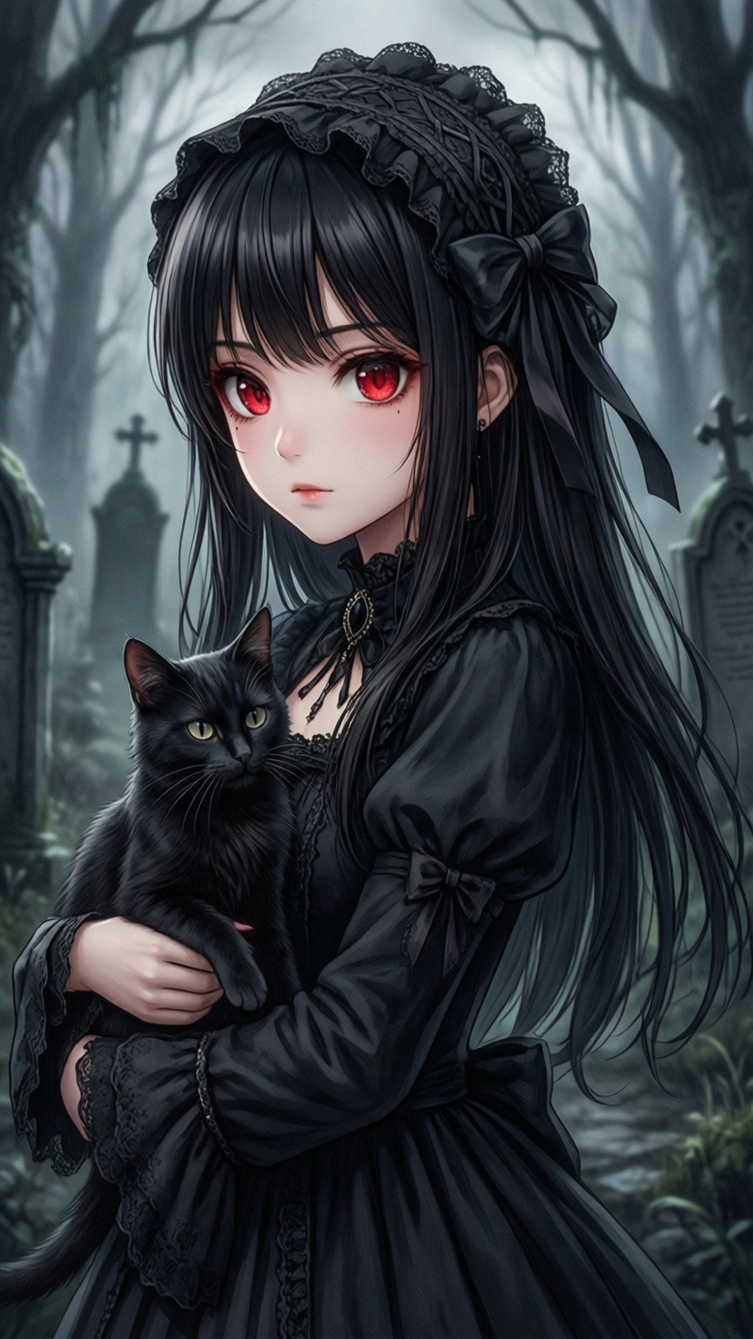 Gotik Kedi Kız Duvar Kağıdı