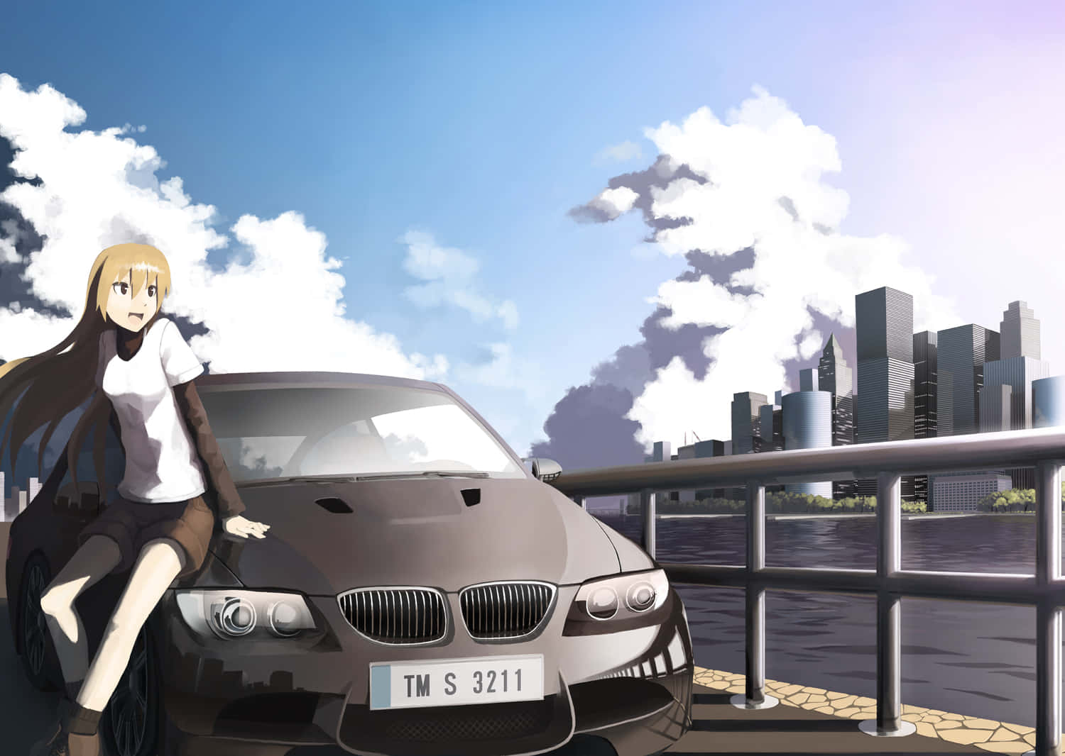 Göz Alıcı Anime Temalı Araba ile Stilde Yarışın Duvar Kağıdı