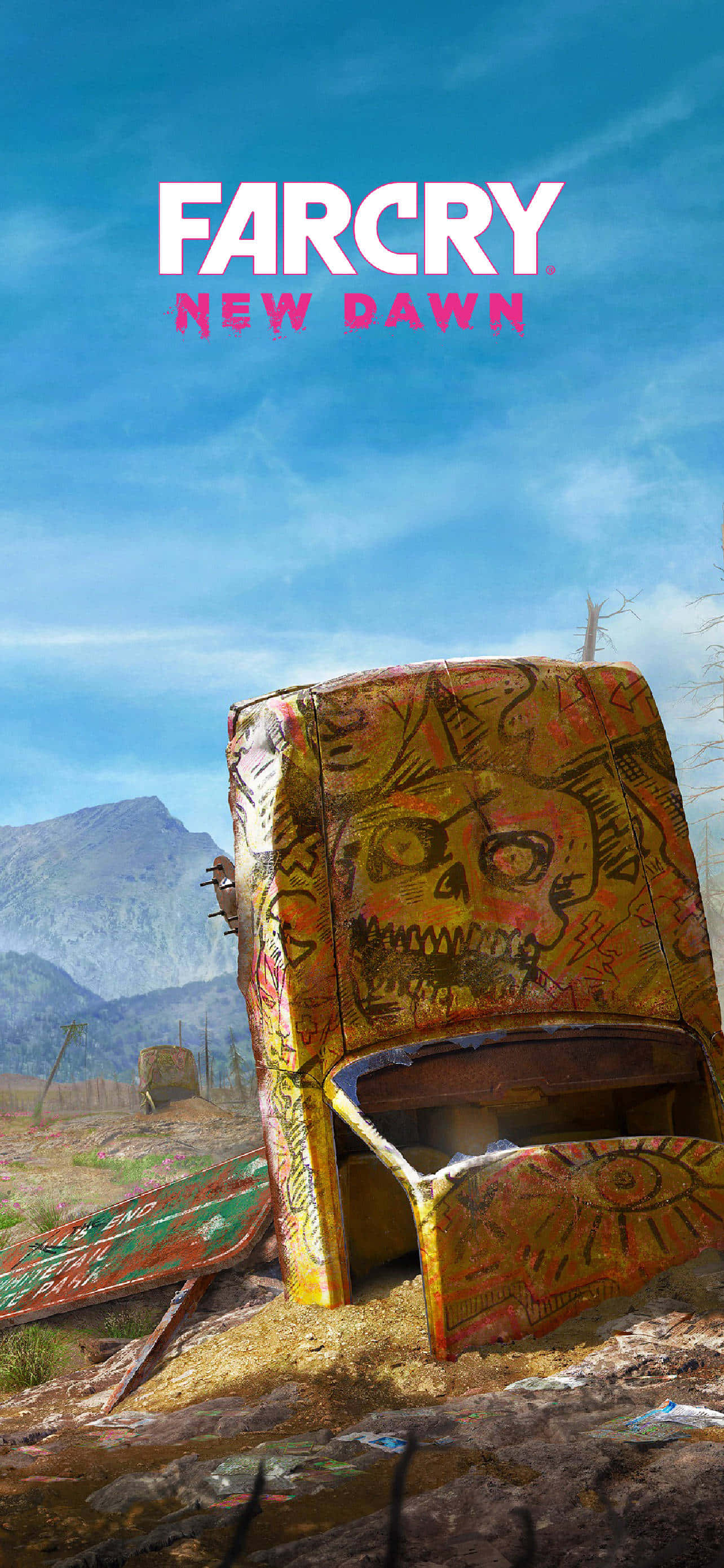 Grafitili Sarı Araba Pixel 3 Far Cry New Dawn Arkaplanı Duvar Kağıdı
