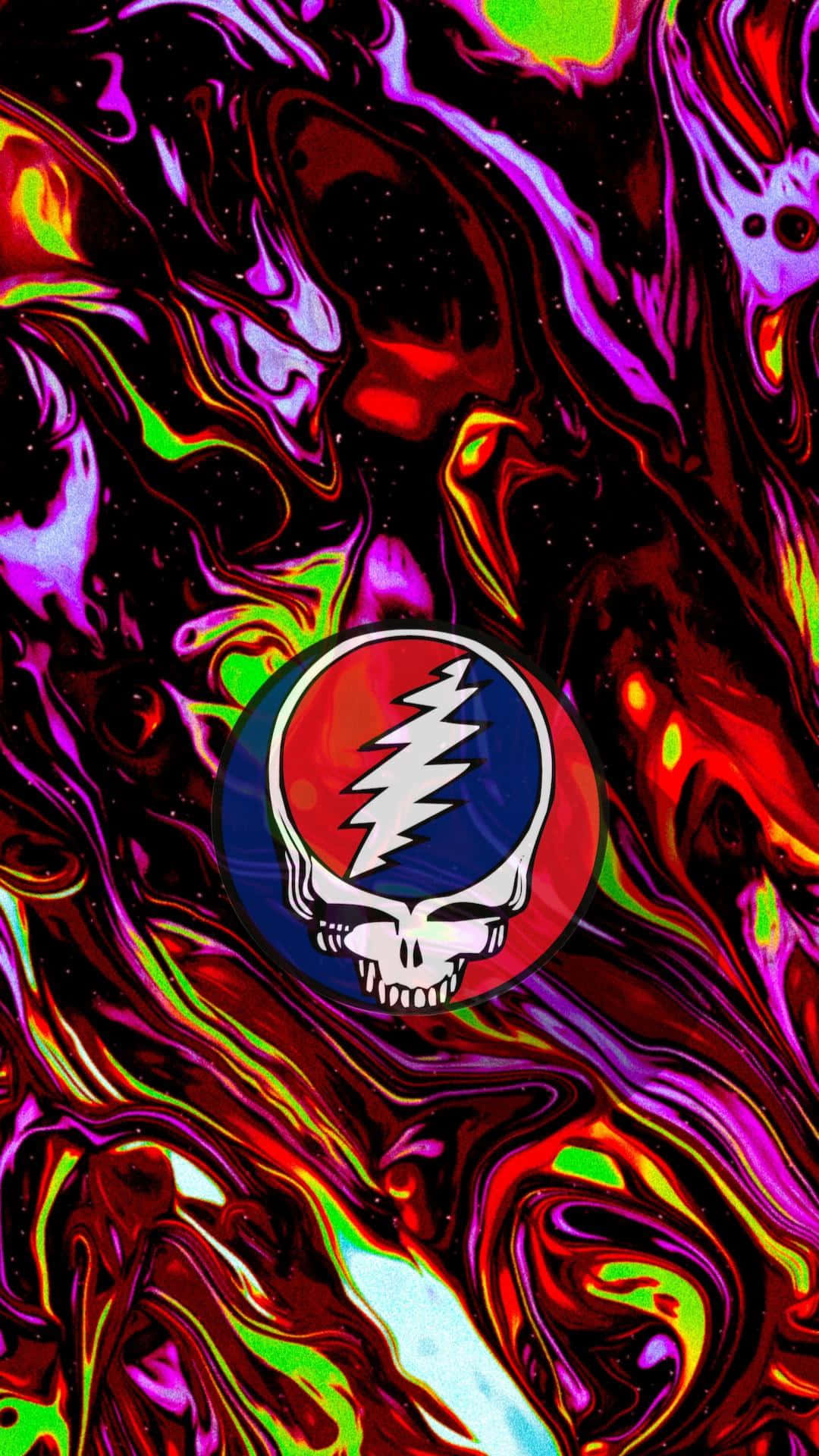 Grateful Dead iPhone Esnek Parlak Cilt ve Kafatası Logosu Duvar Kağıdı
