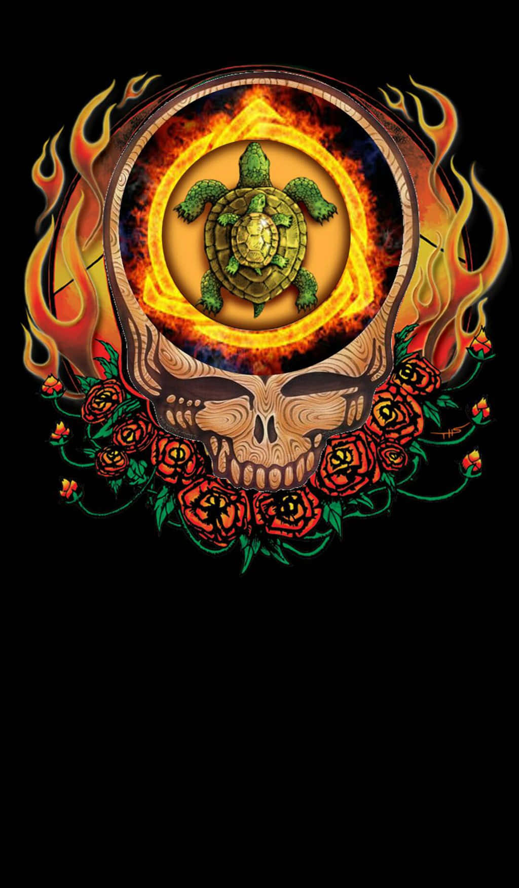 Grateful Dead iPhone Olarak Kaplumbağalı Kafatası Duvar Kağıdı