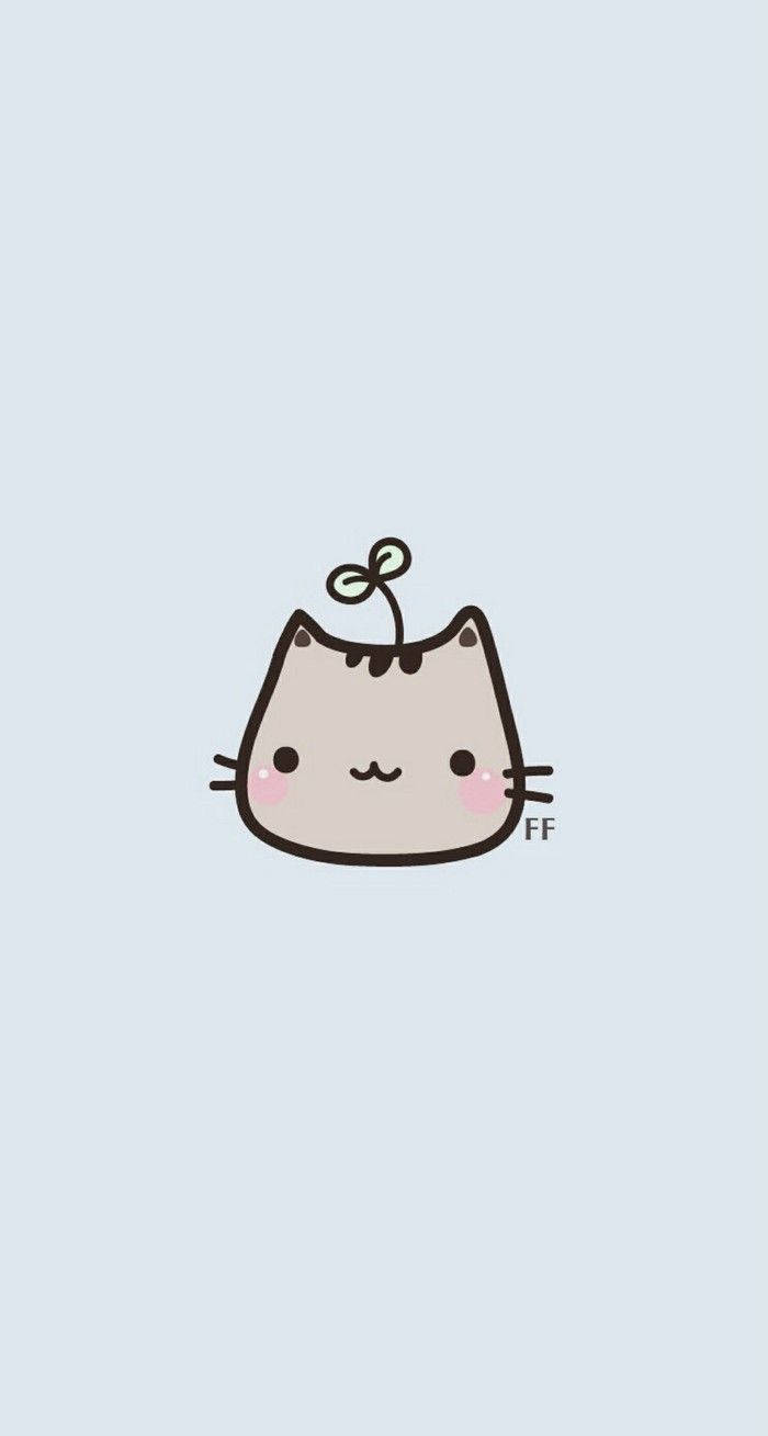 Gri Çizgi Film Kedi Başı Duvar Kağıdı