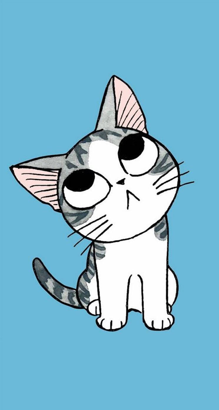 Gri Kedi Çizgi Film Telefon Duvar Kağıdı
