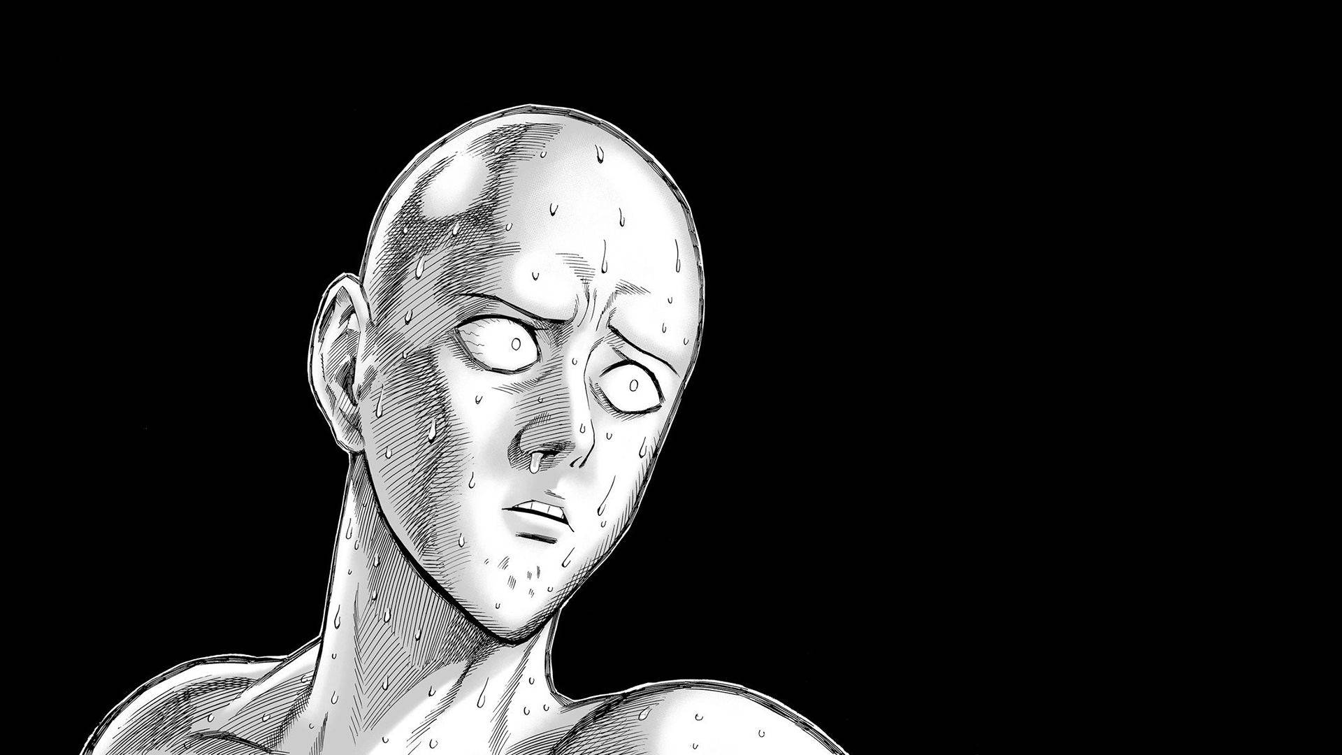 Gri Tonlamalı Komik Anime Saitama Duvar Kağıdı