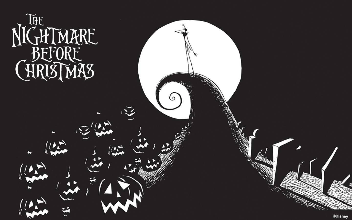 Gri Tonlamalı The Nightmare Before Christmas Duvar Kağıdı