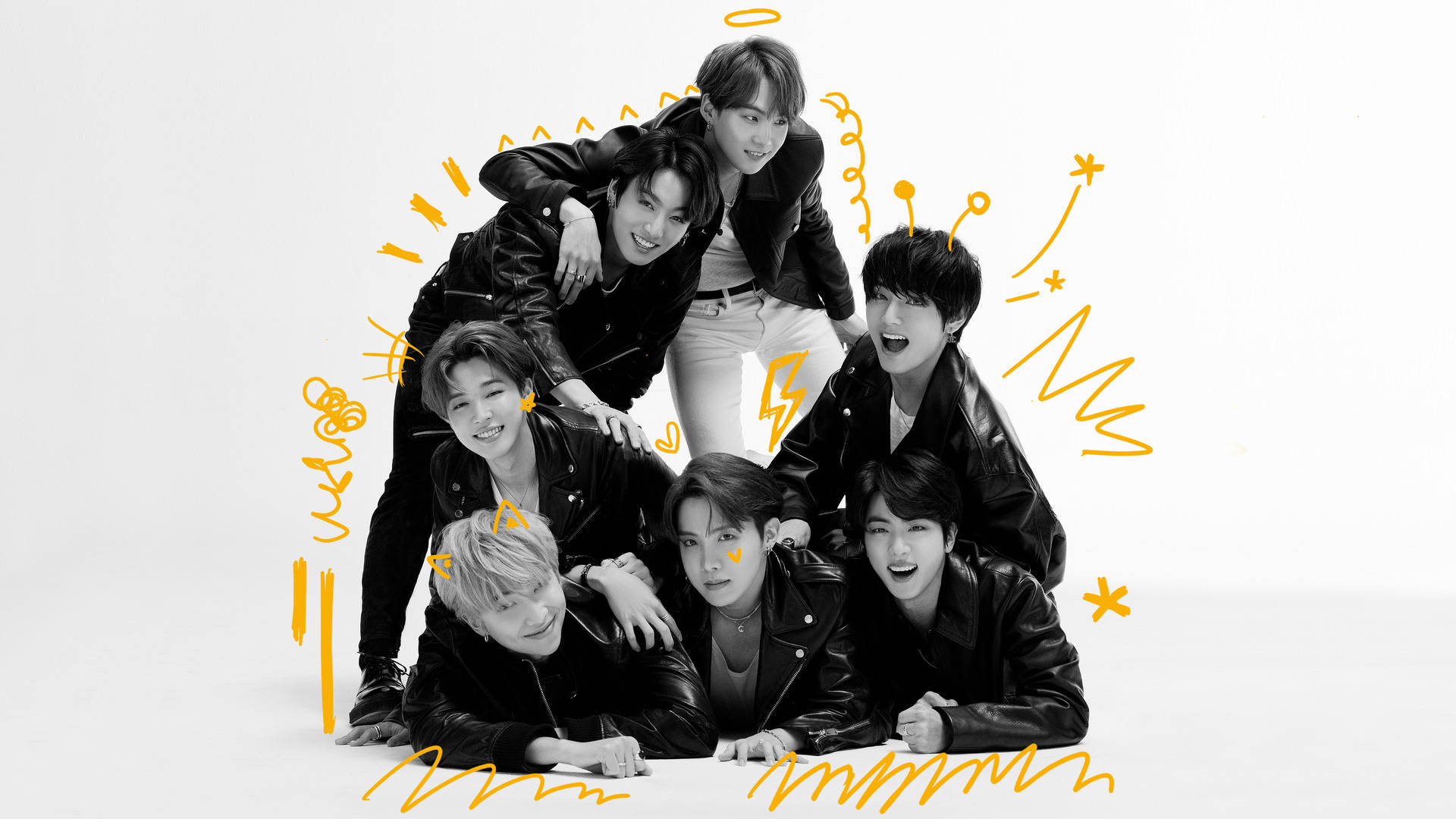 Gri Tonlu BTS Grup Fotoğrafı Duvar Kağıdı