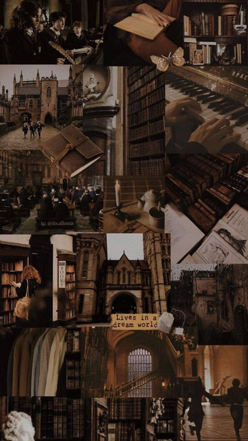 Gri ve Karanlık Akademi Estetiği Kolajı