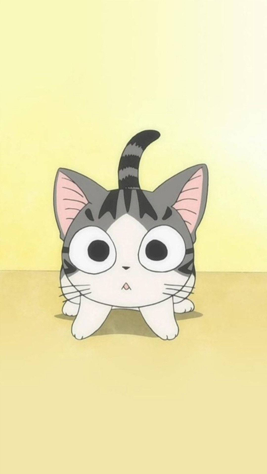 Gri ve Pembe Çizgi Film Kedi Duvar Kağıdı