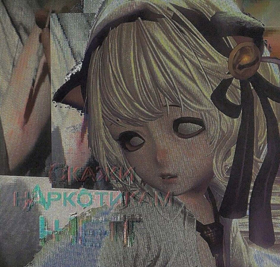 Grunge Anime Kızı Kedi Kapüşonlu Duvar Kağıdı