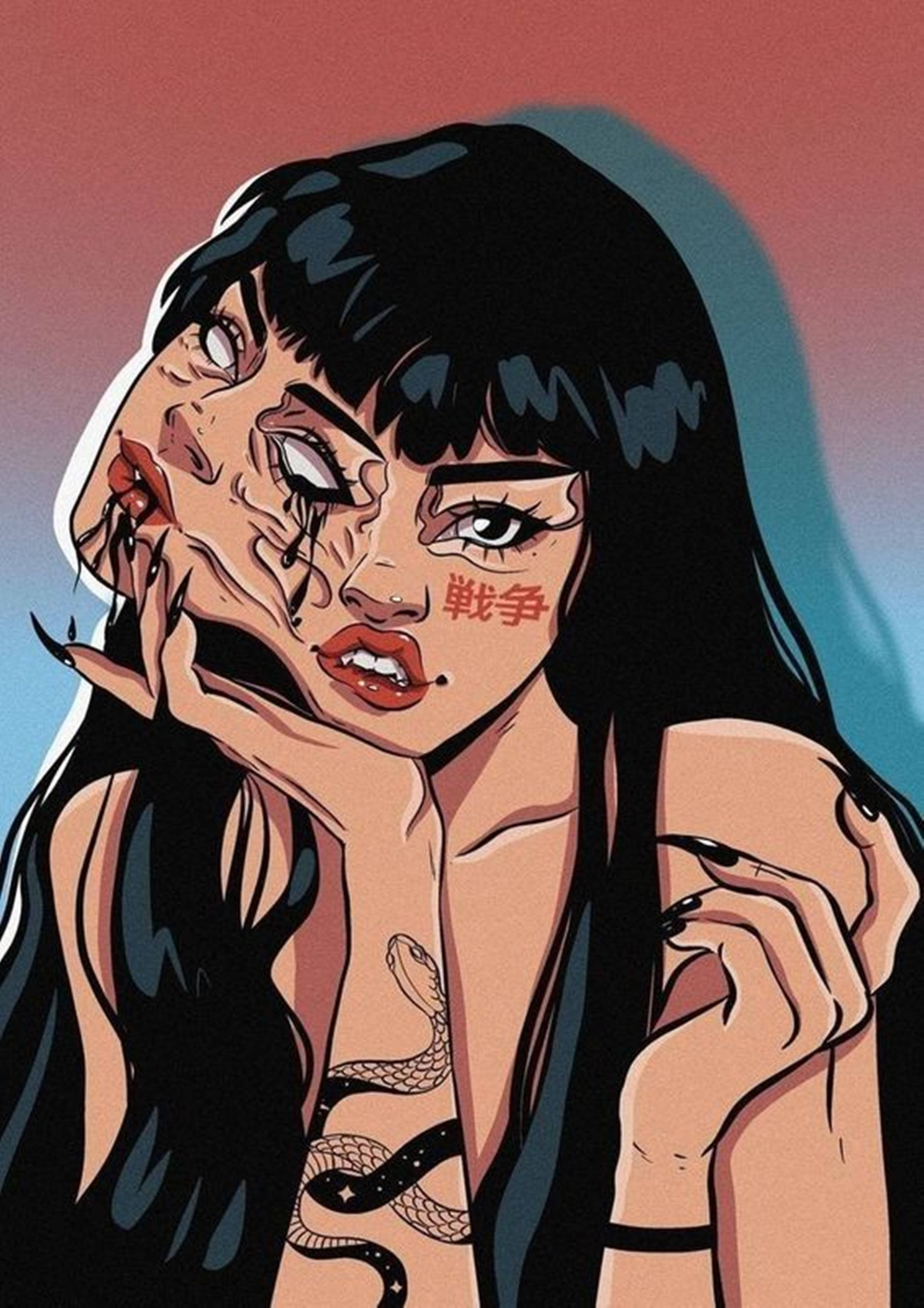 Grunge Estetik Benzersiz Havalı PFP Dijital Sanat Duvar Kağıdı