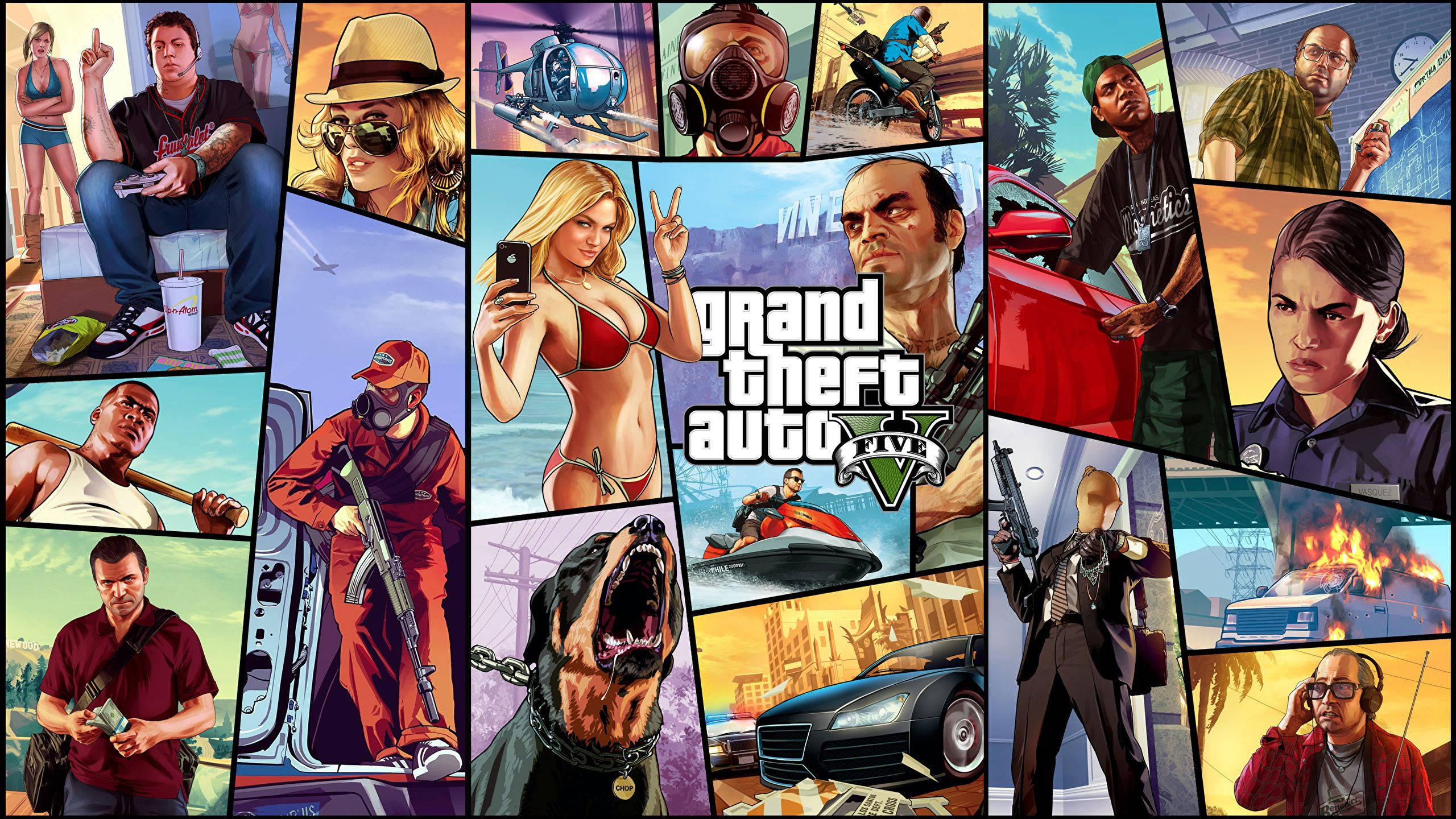 GTA 5 2560x1440 Karo Kolaj Duvar Kağıdı