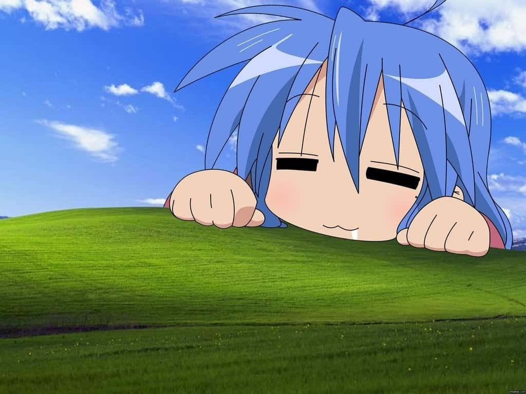 Gülen Anime Çocuğu Komik Bir Anın Keyfini Çıkarıyor Duvar Kağıdı