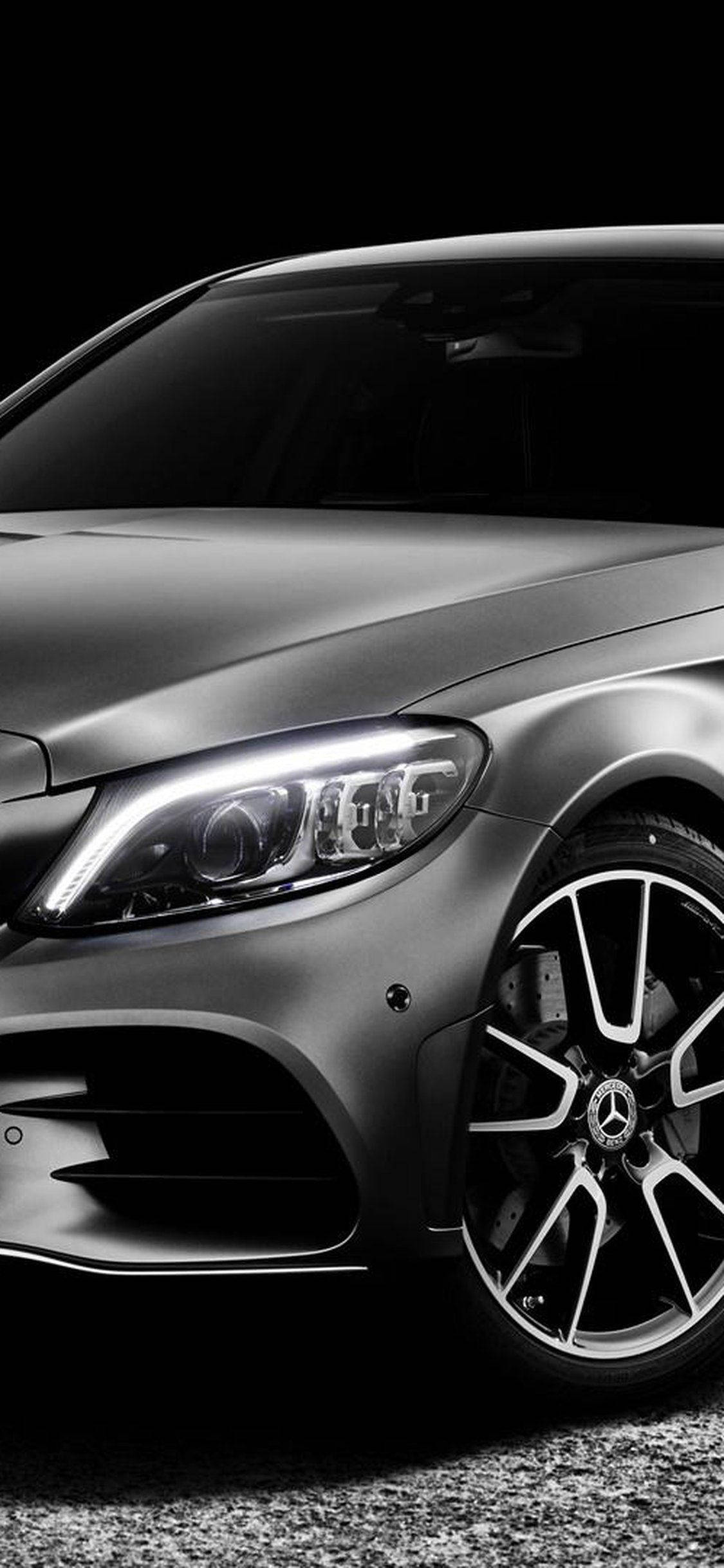 Gümüş Mercedes Benz Farı iPhone Duvar Kağıdı