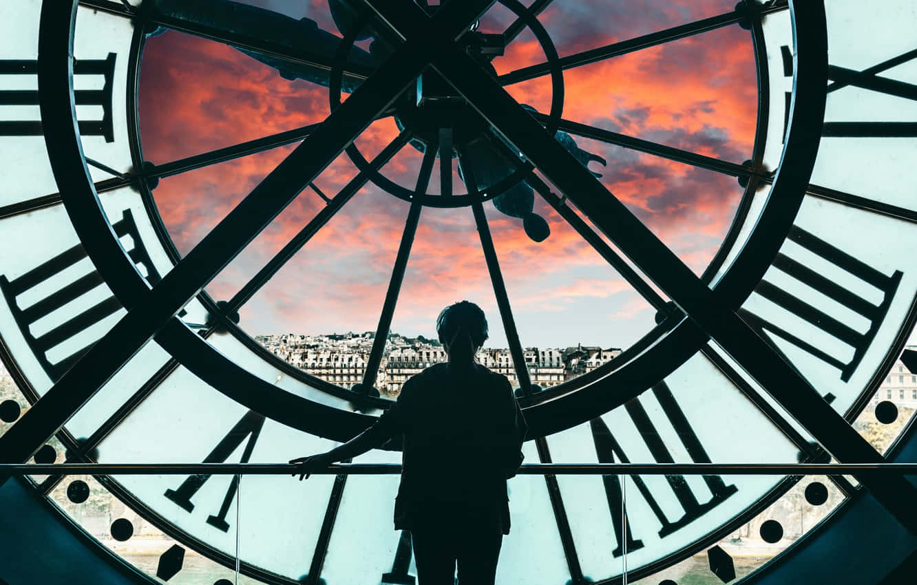 Gün Batımı Manzaralı Dev Saat, Musée d'Orsay Duvar Kağıdı