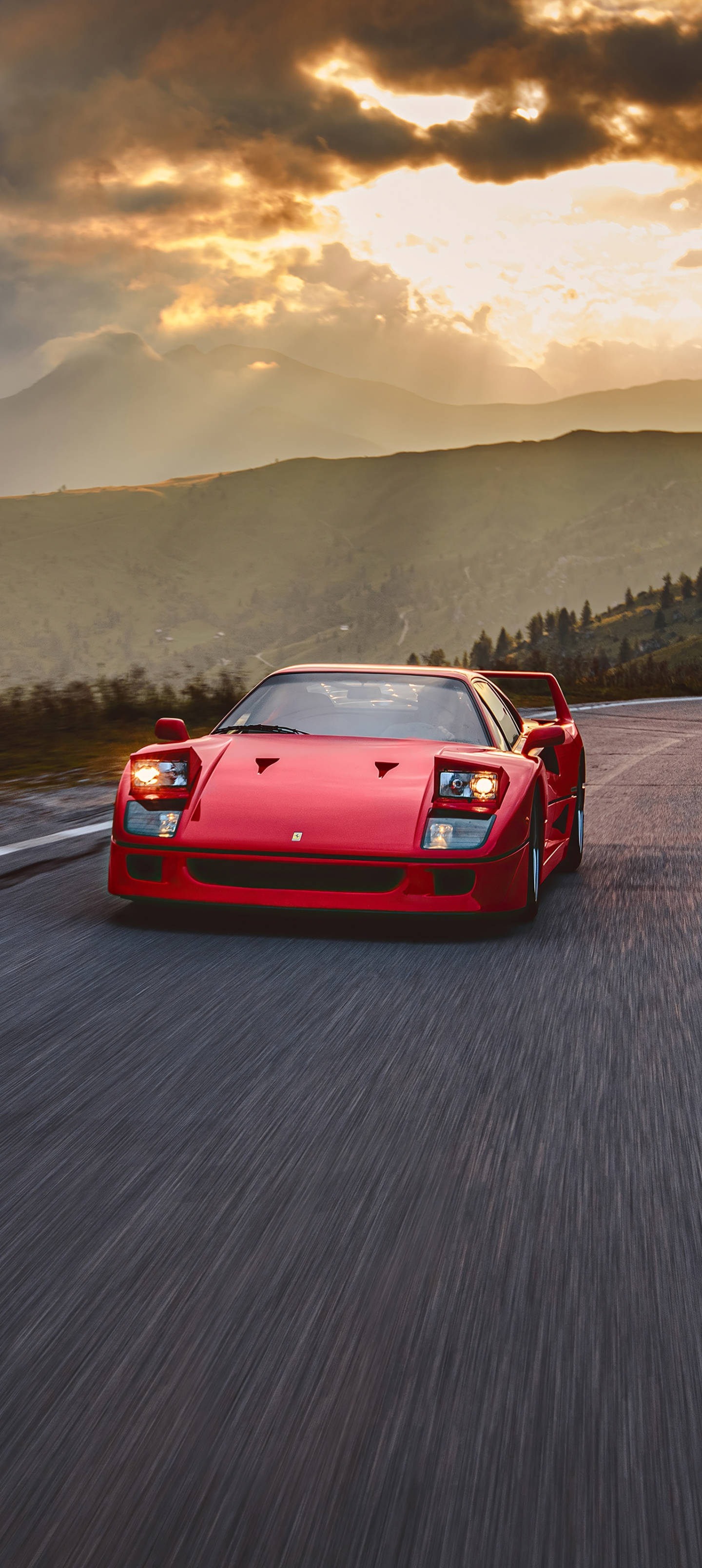 Gün Batımında F40 Ferrari Telefon Duvar Kağıdı