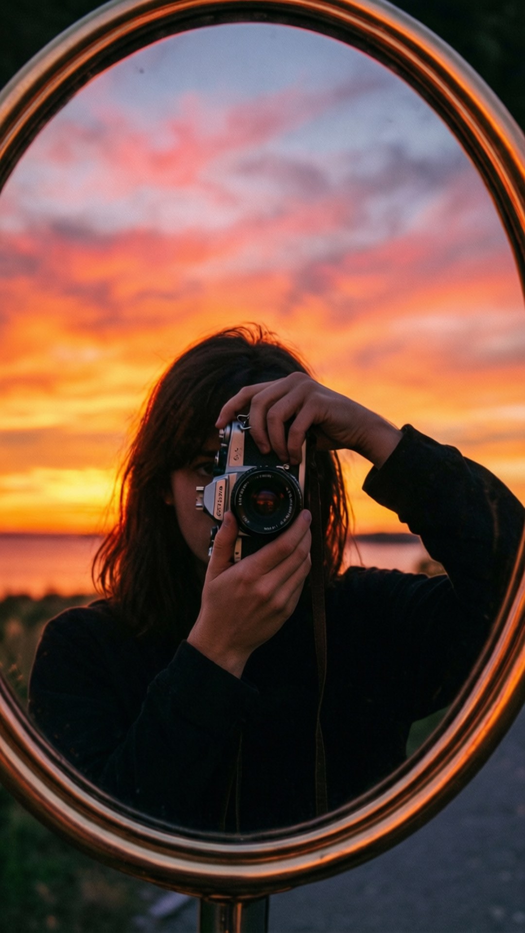 Gün Batımı Ayna Selfie Duvar Kağıdı