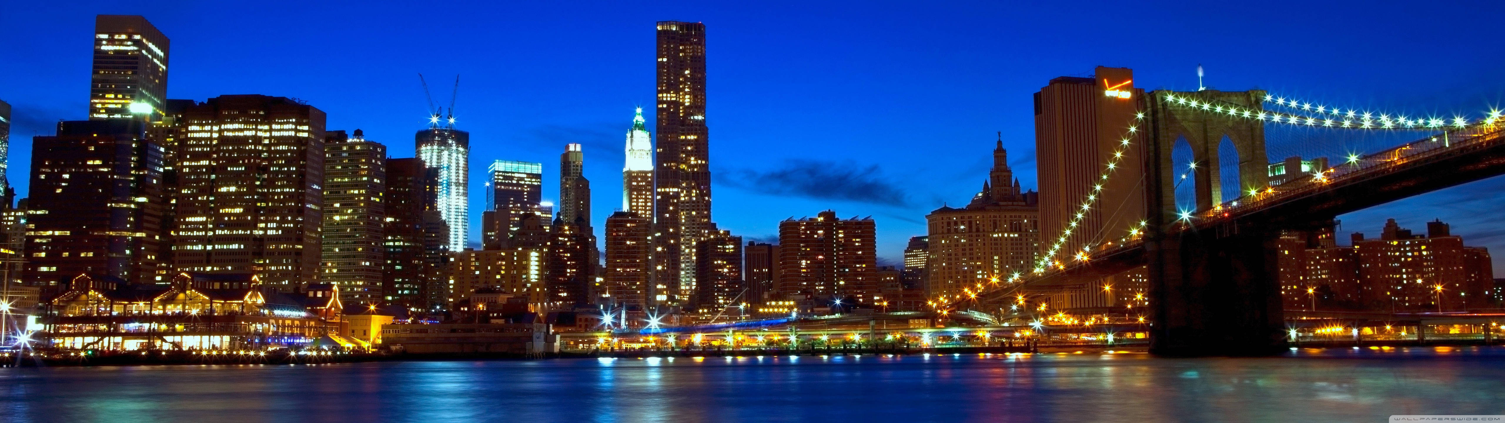 Gün Batımında Canlı Manhattan Şehir Manzarası Duvar Kağıdı