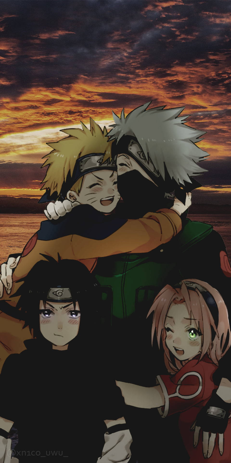 Gün Batımında Takım 7 Naruto iPhone Duvar Kağıdı