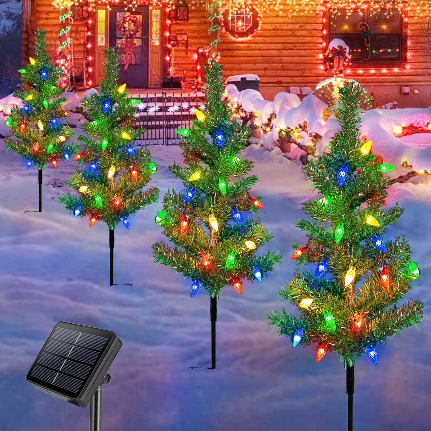Güneş Enerjili Noel Ağacı Resmi Duvar Kağıdı