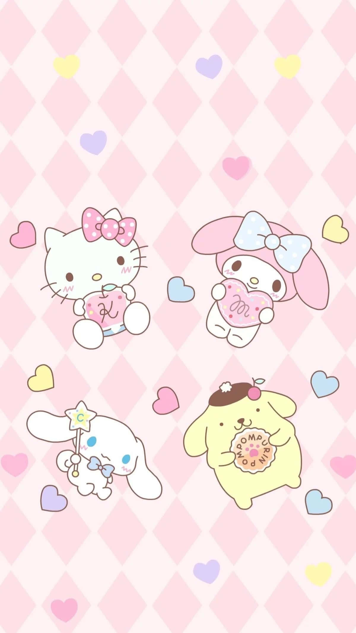 Güneş Işığını Kawaii Pembe ile Yay Duvar Kağıdı