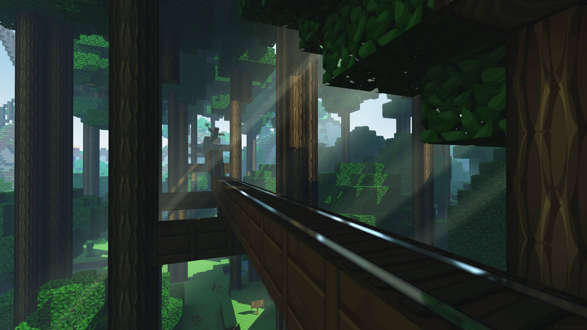 Güneş, Uçsuz Bucaksız Bir Minecraft Ormanının Üzerinde Parlıyor Duvar Kağıdı