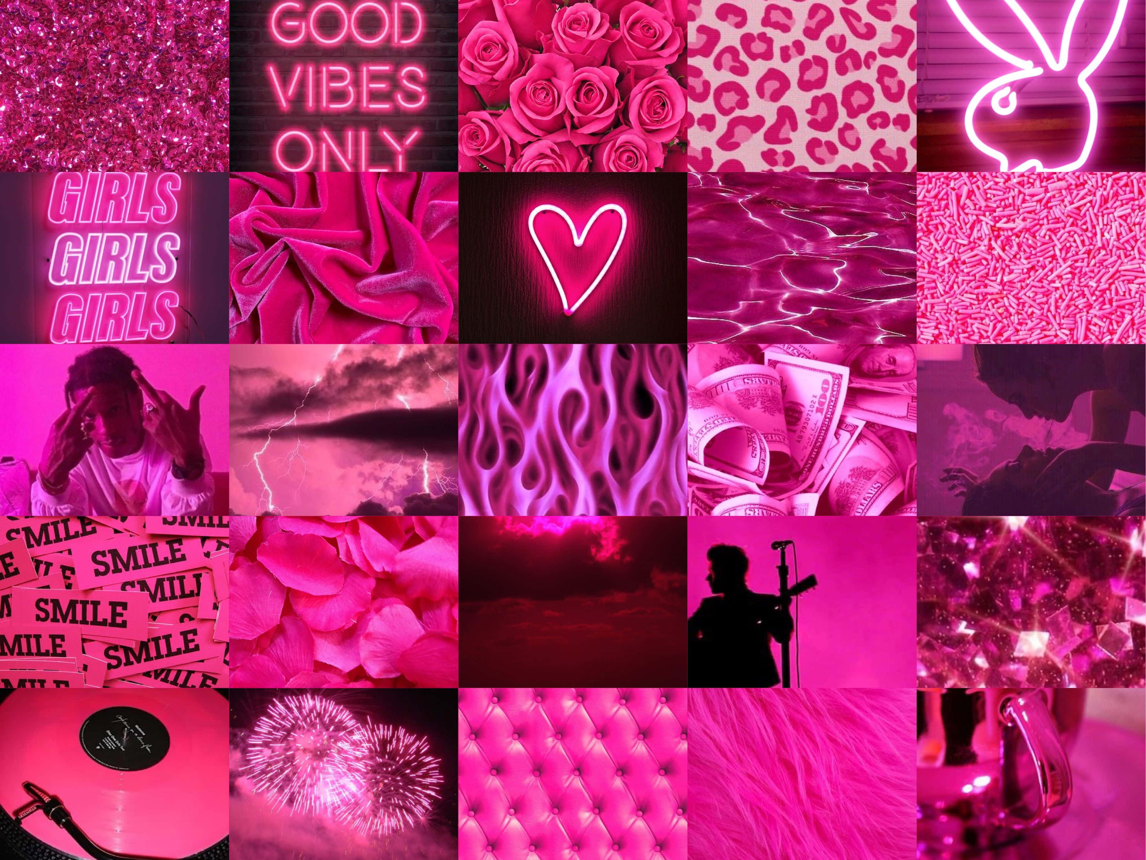 Gününüzü neon pembe bir estetikle aydınlatın Duvar Kağıdı