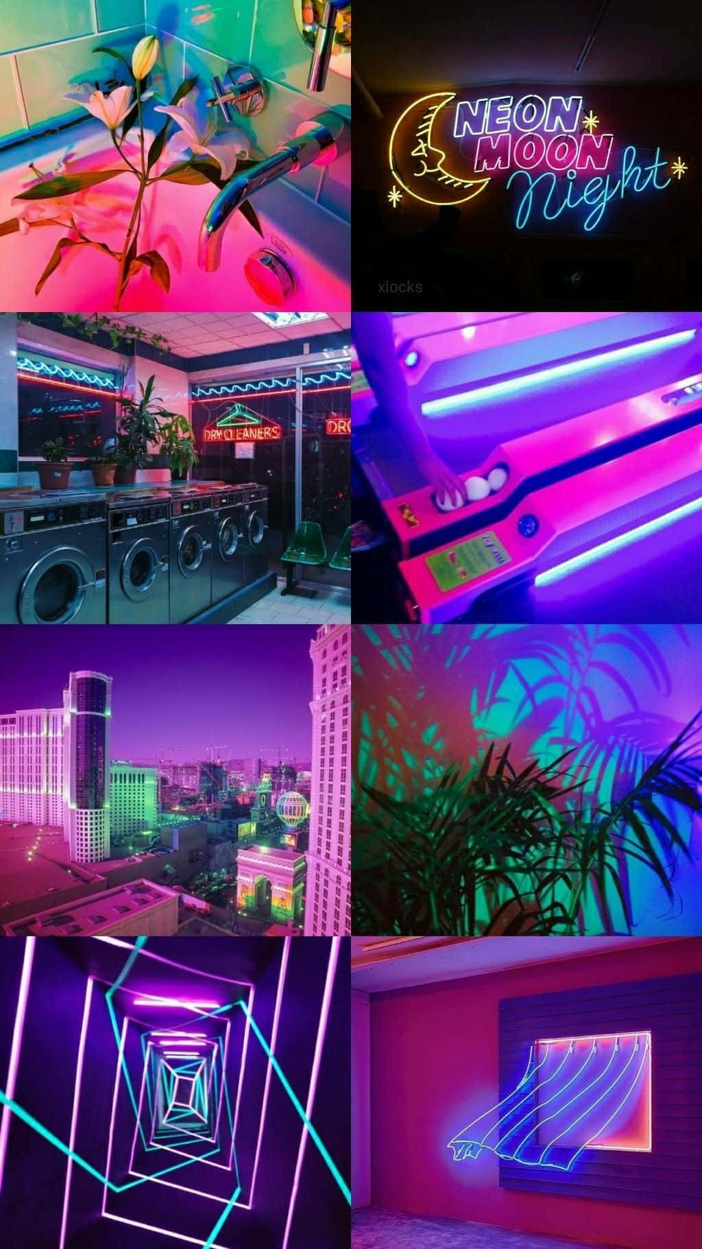 Güzel, fütüristik bir manzara oluşturun ve mükemmel Neon Estetiği arka planına sahip olun Duvar Kağıdı