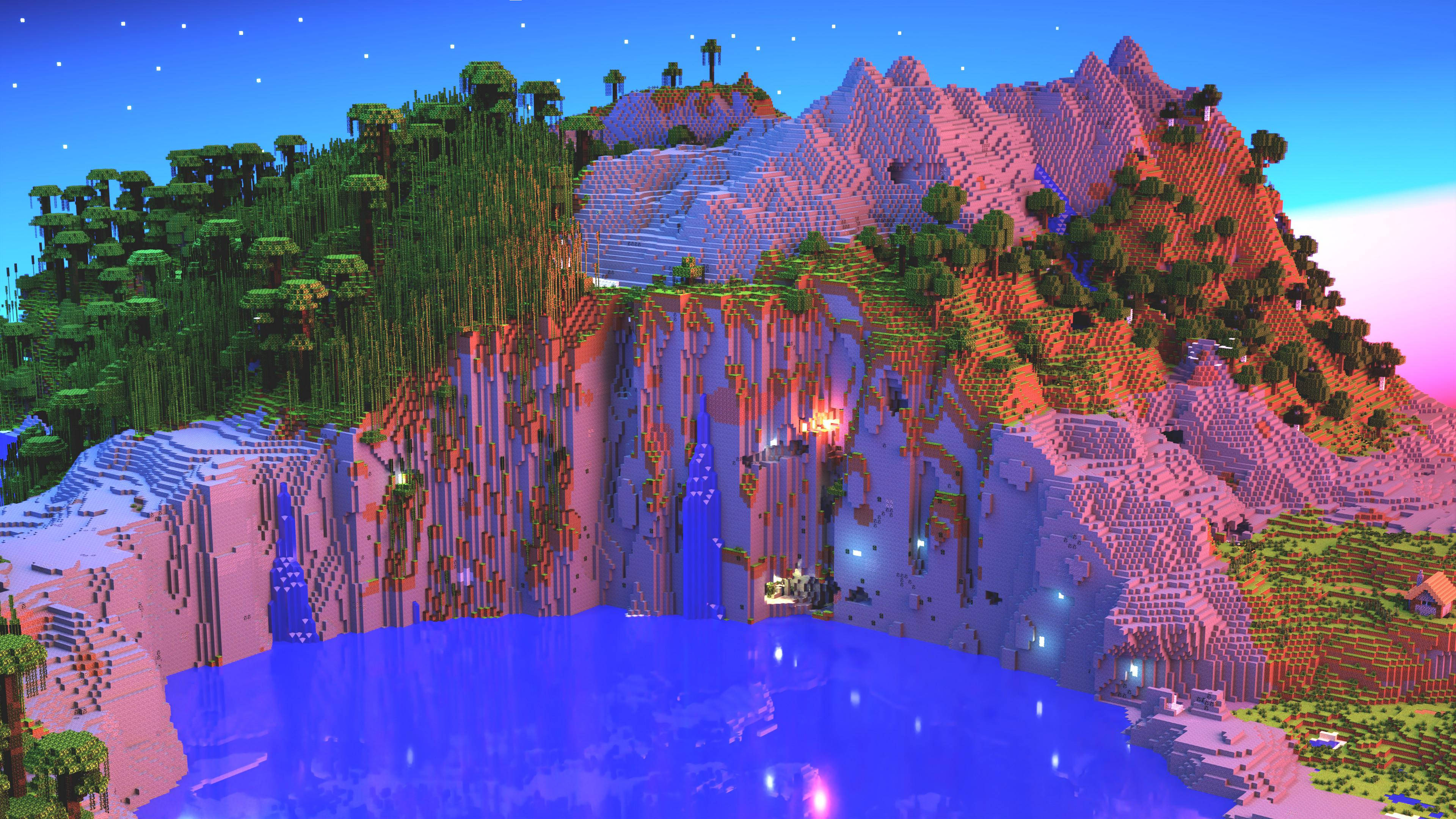 Güzel Minecraft Pembe Dağ Duvar Kağıdı