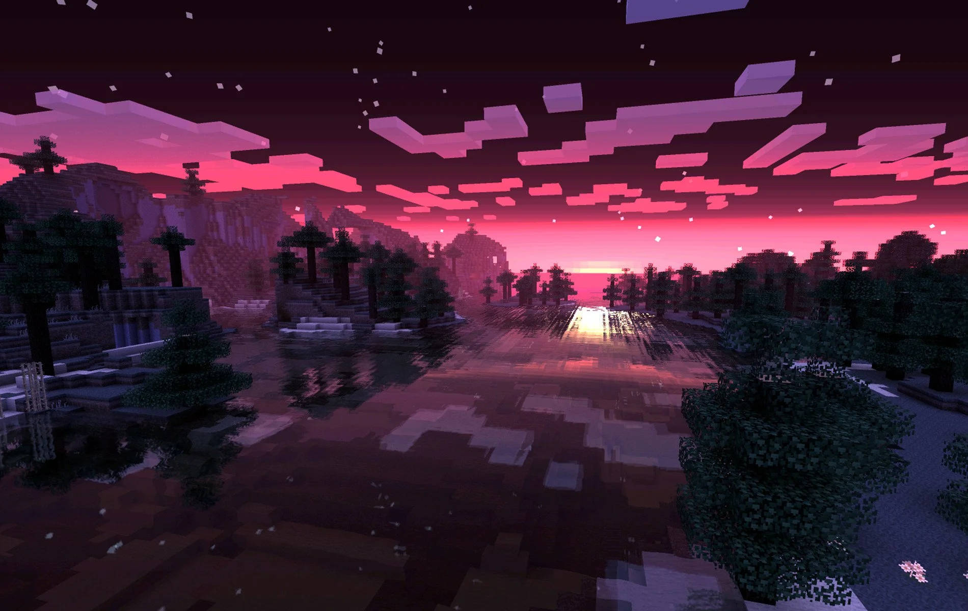 Güzel Minecraft Pembe Gökyüzü Duvar Kağıdı