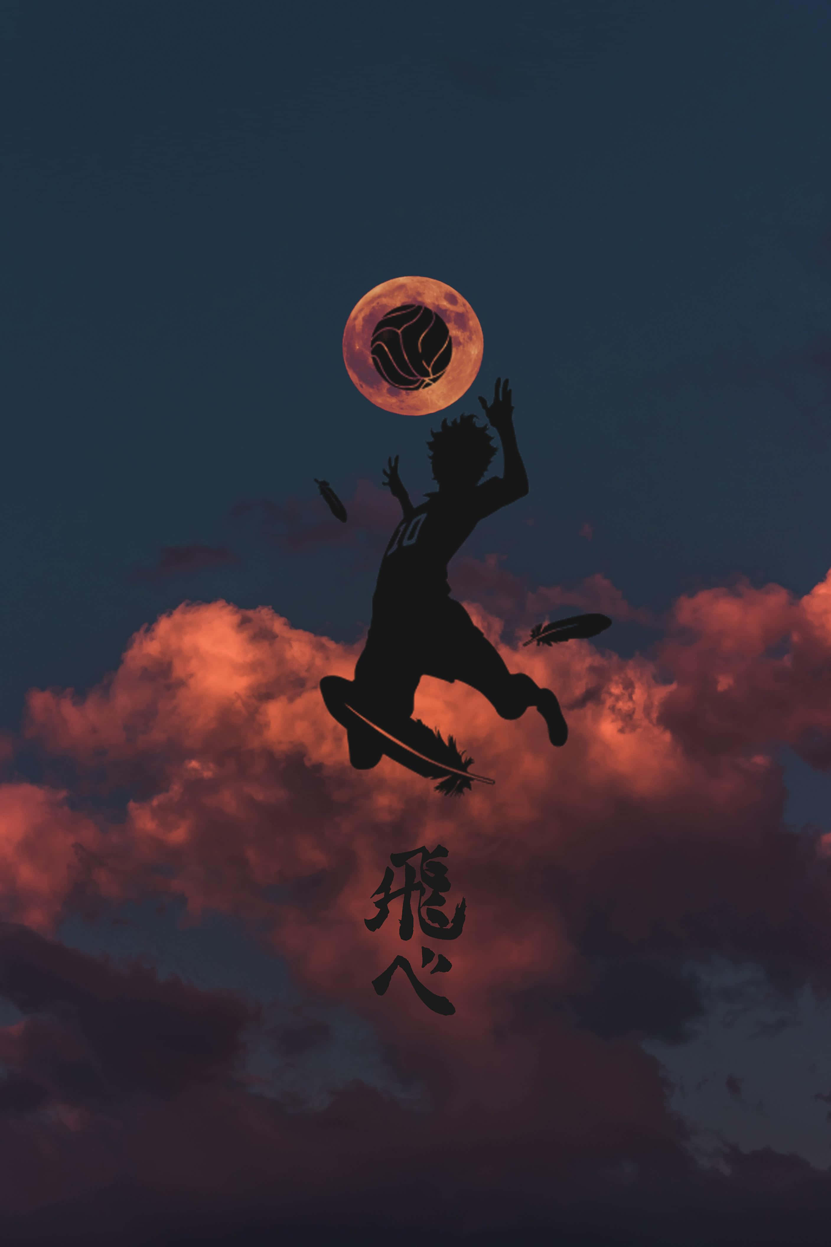 Haikyuu iPhone Shoyo Hinata Silüet Dijital Sanat Duvar Kağıdı