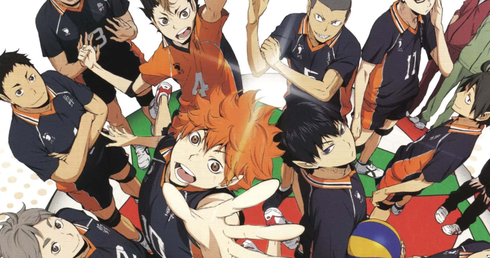 Haikyuu Shoyo Hinata ve Karasuno Lisesi Voleybol Takımı Resmi Duvar Kağıdı
