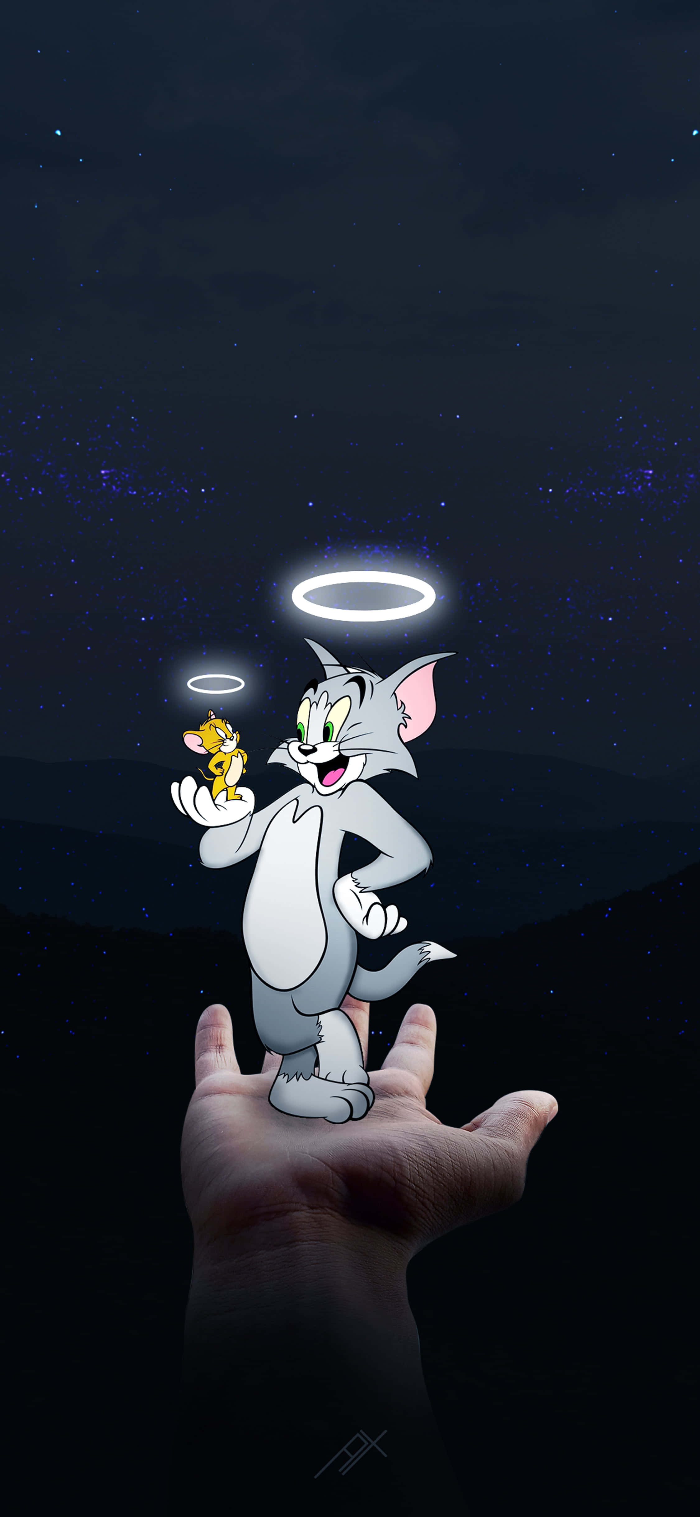 Hale Taçlı Tom ve Jerry Çizgi Film Arka Planı Duvar Kağıdı